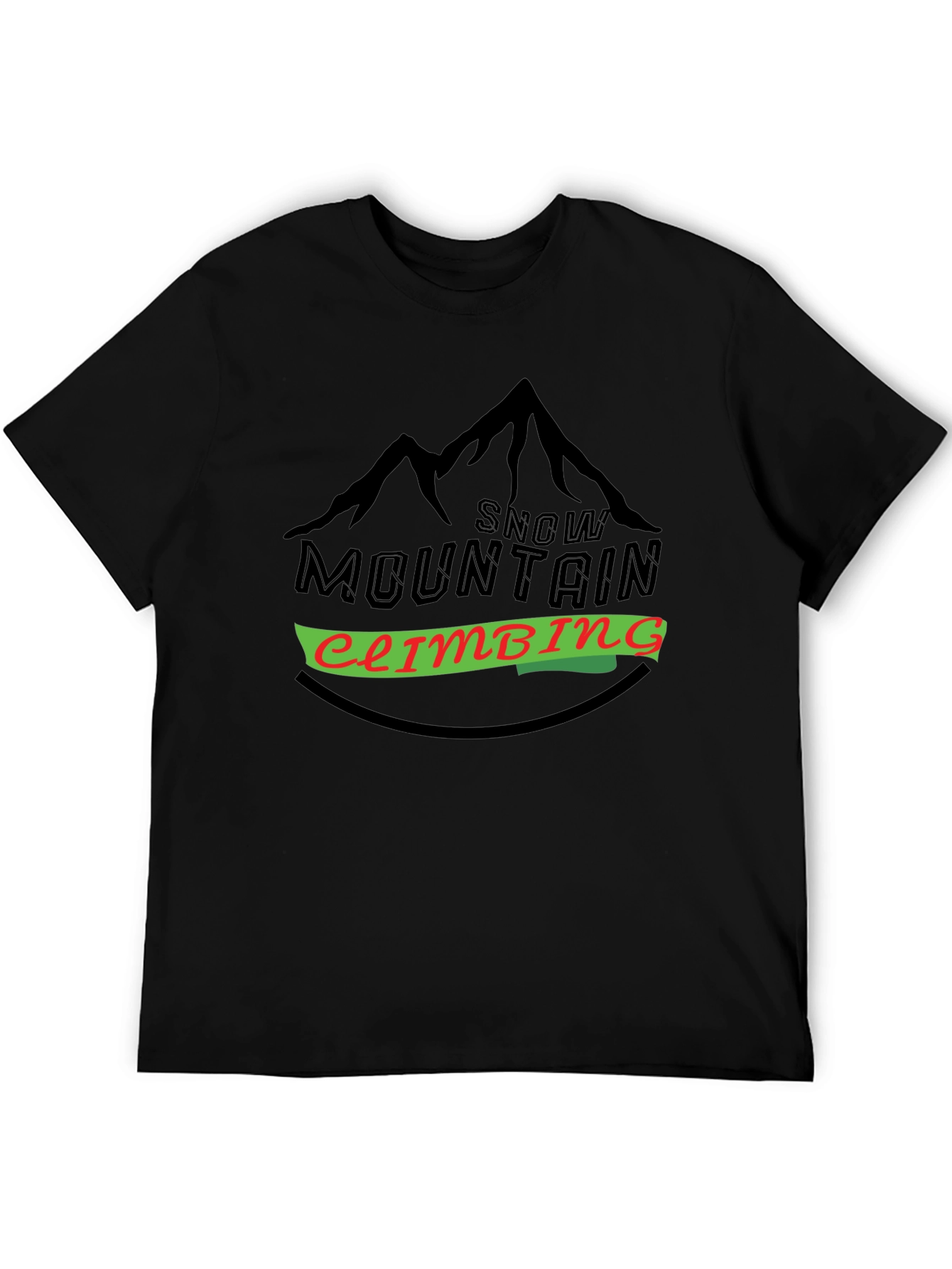Snow Mountain Climbing Black T-Shirt