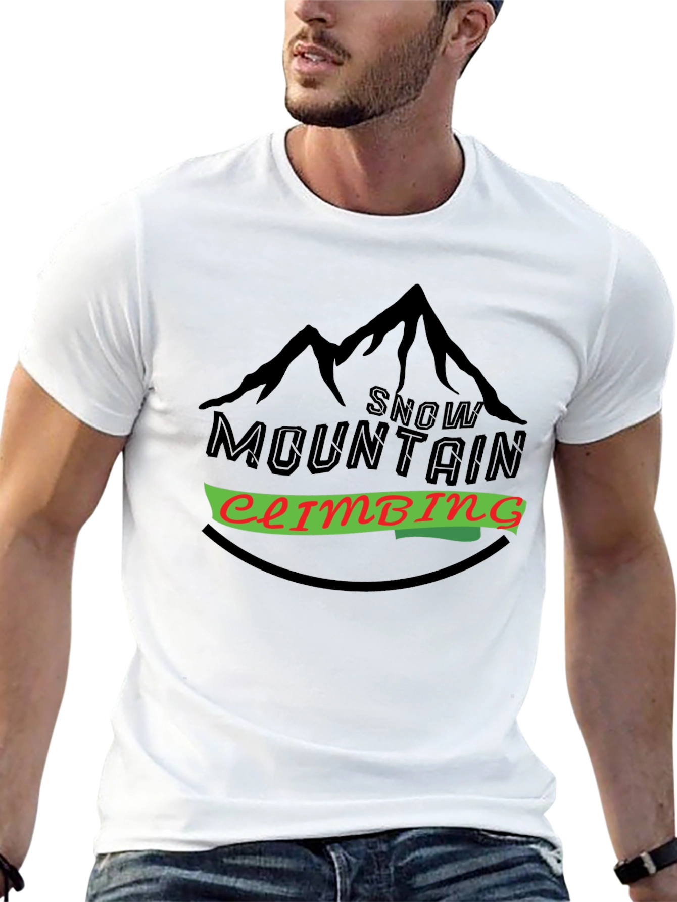 Snow Mountain Climbing Black T-Shirt