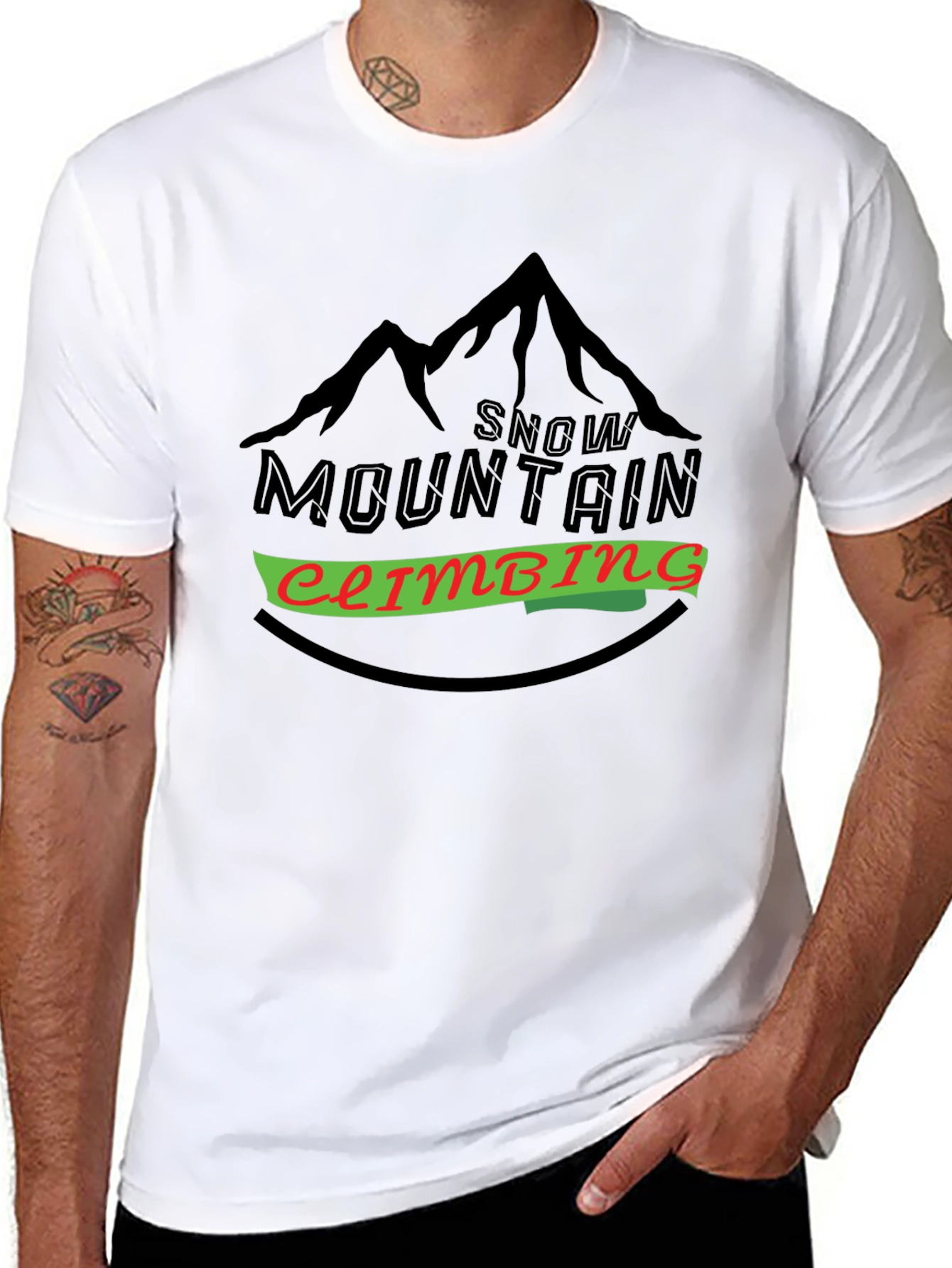 Snow Mountain Climbing Black T-Shirt