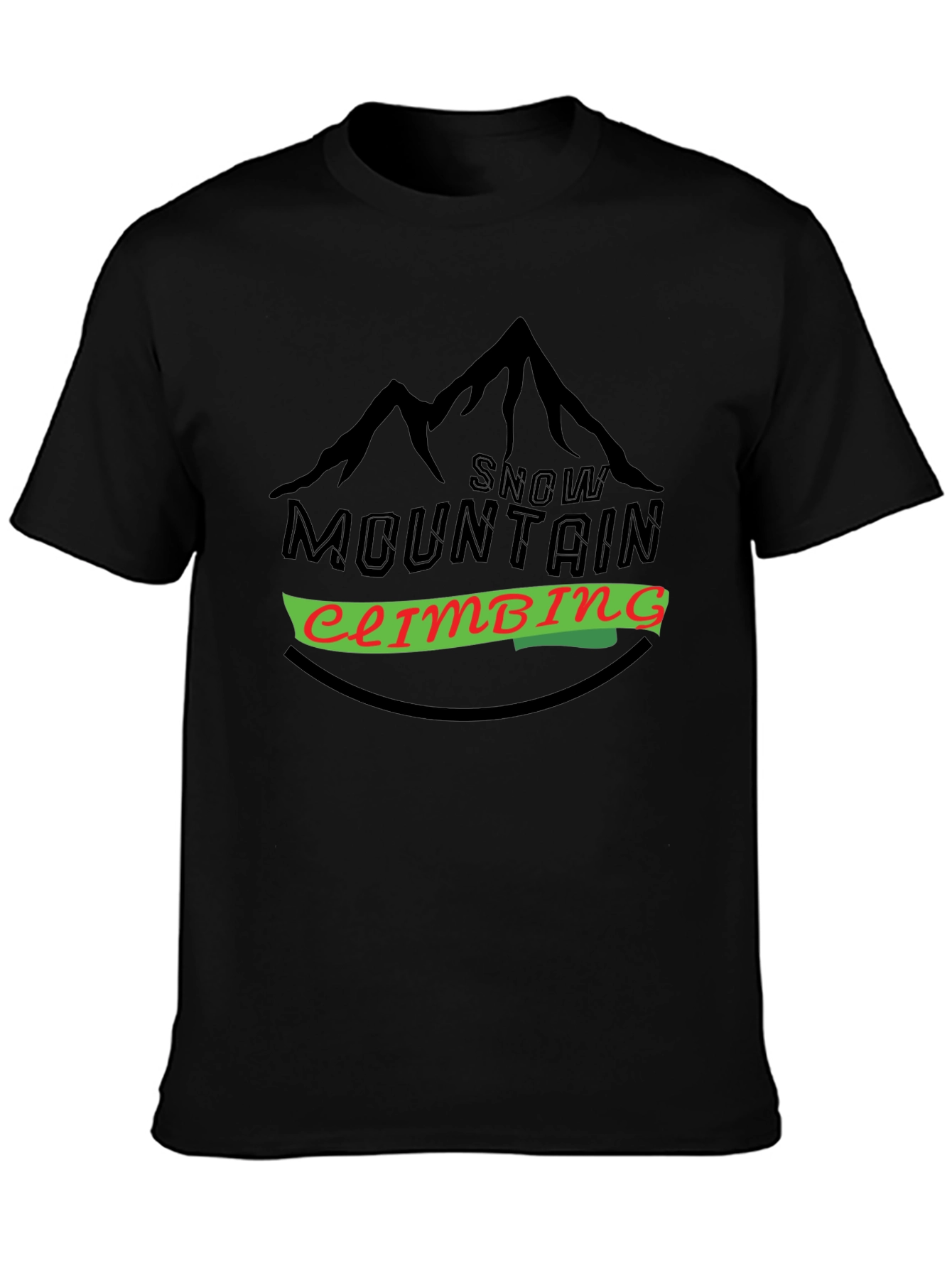 Snow Mountain Climbing Black T-Shirt