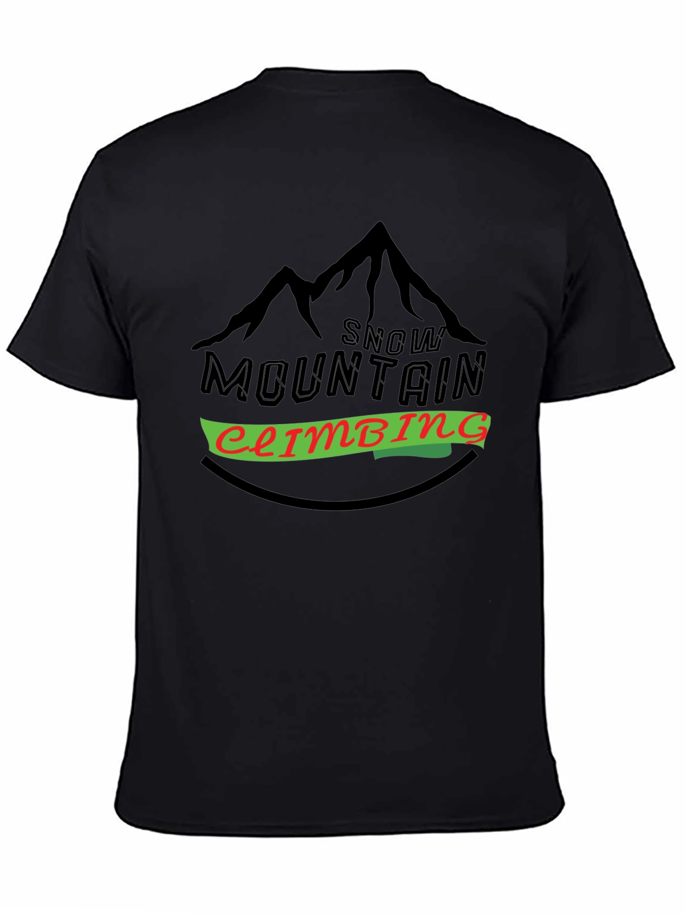 Snow Mountain Climbing Black T-Shirt