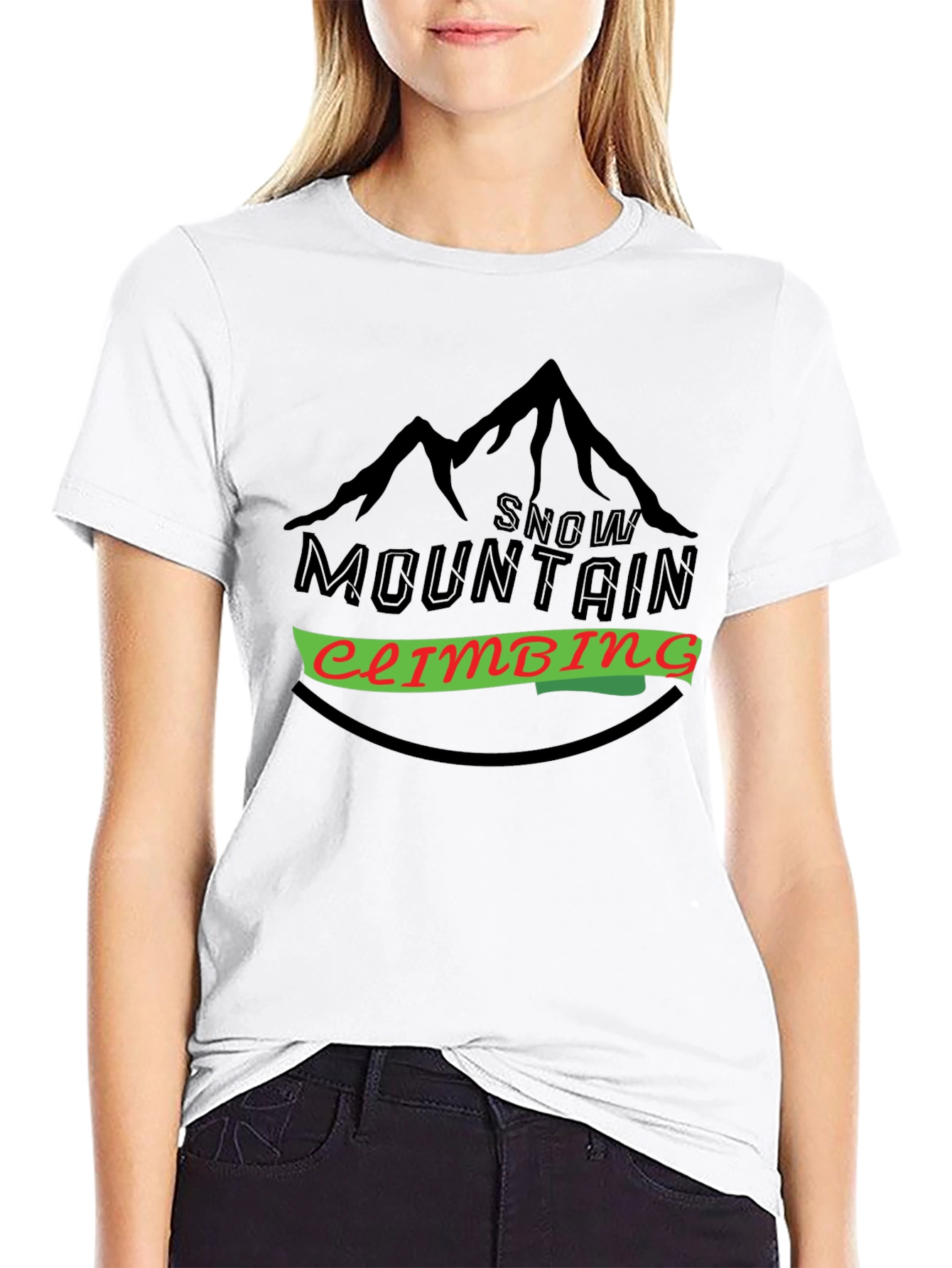 Snow Mountain Climbing Black T-Shirt
