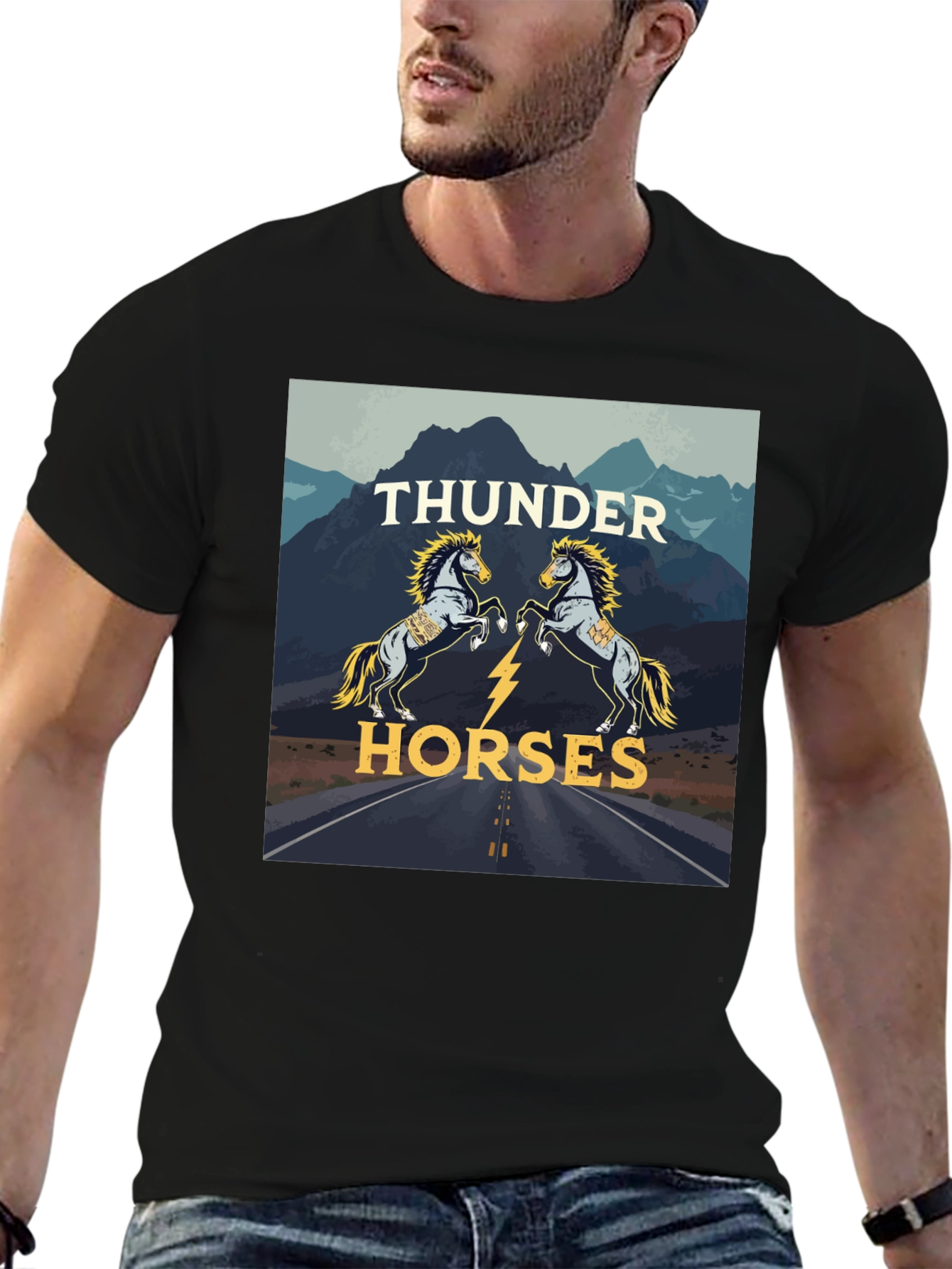 Thunder Horses Graphic T-Shirt - Black