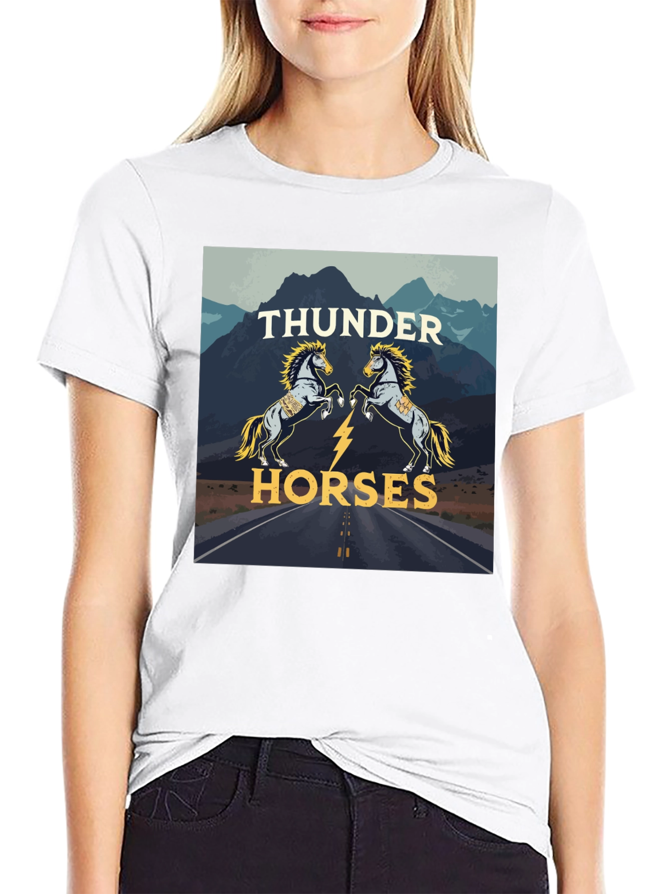 Thunder Horses Graphic T-Shirt - Black