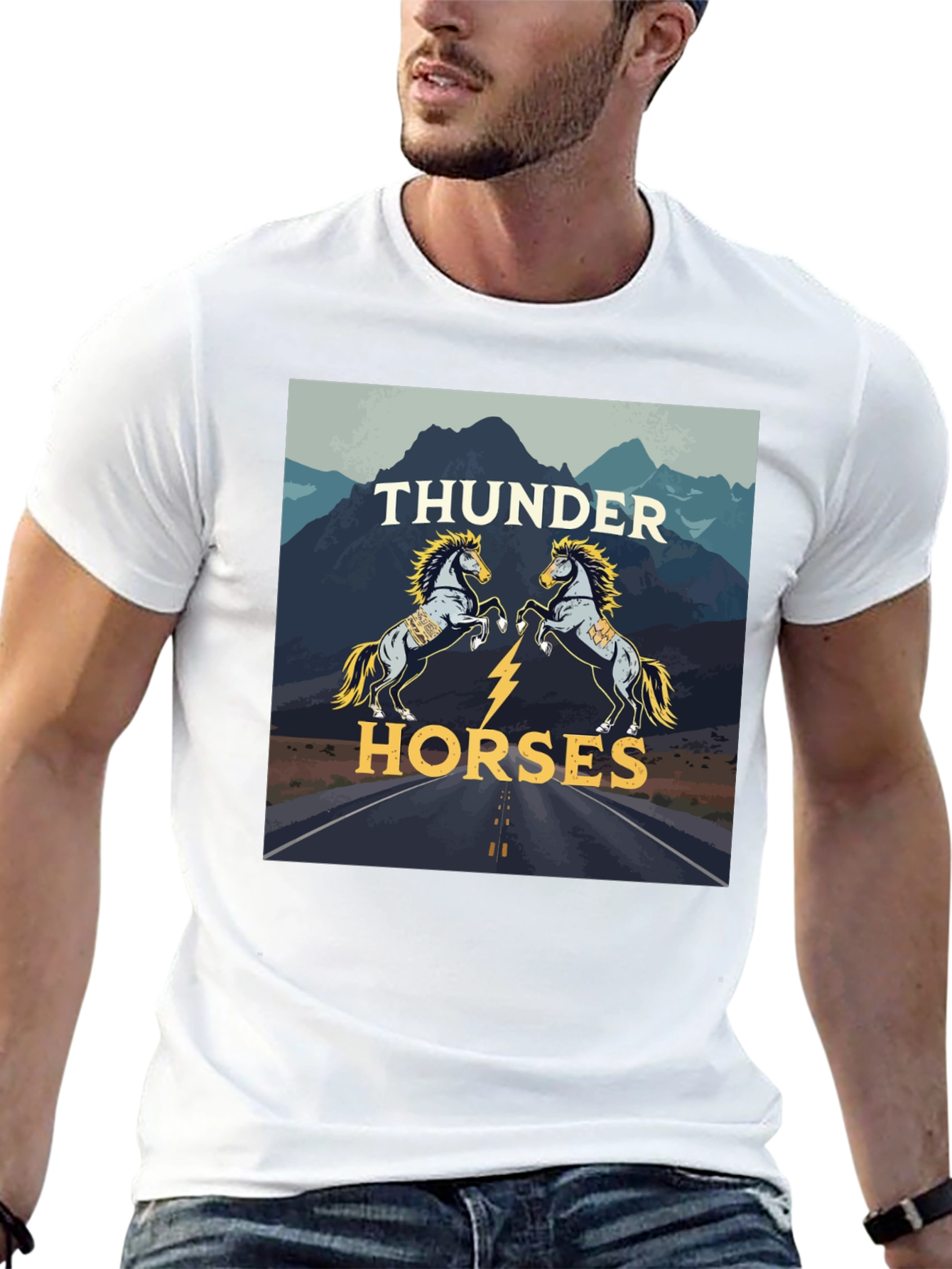 Thunder Horses Graphic T-Shirt - Black