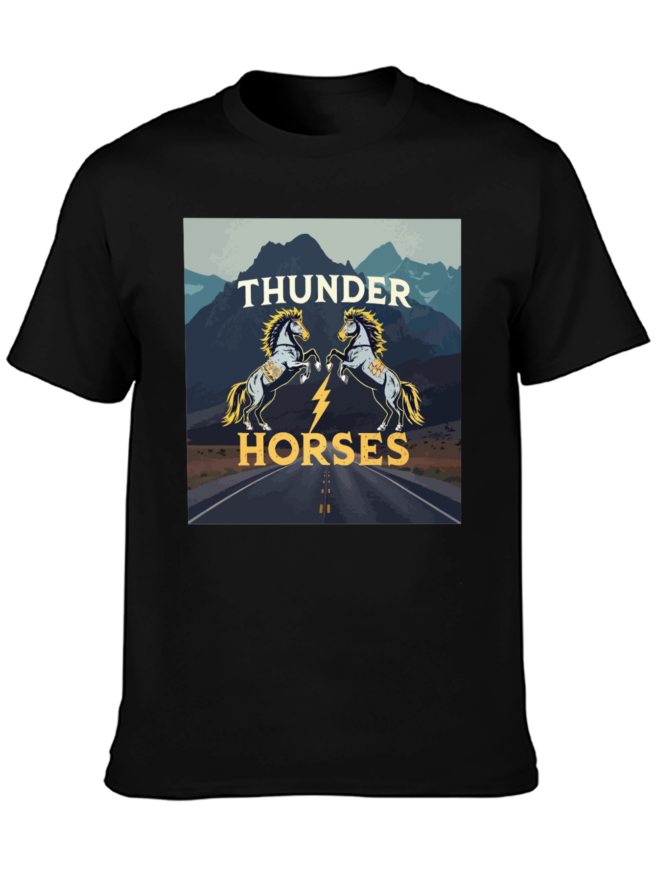 Thunder Horses Graphic T-Shirt - Black