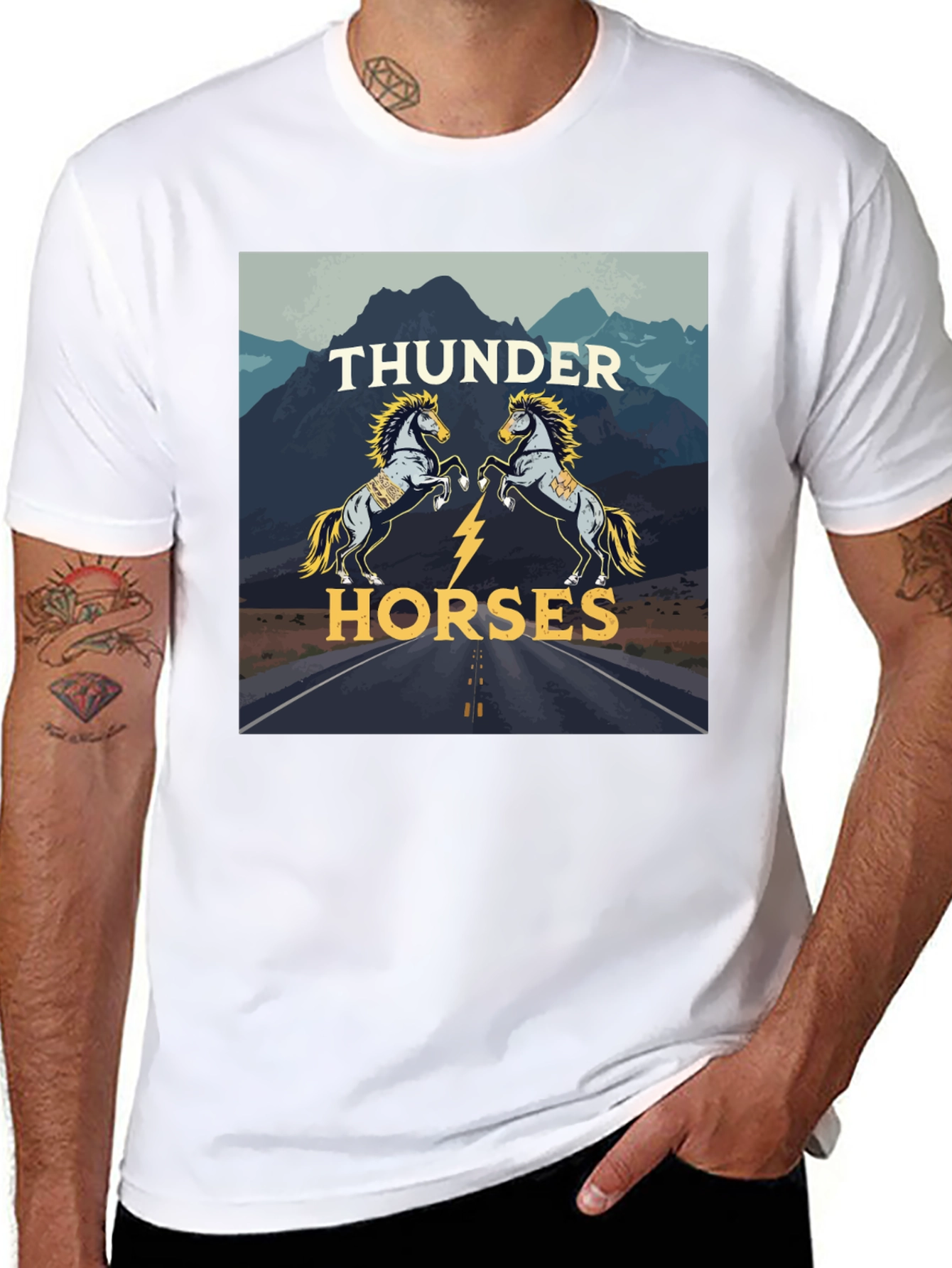 Thunder Horses Graphic T-Shirt - Black