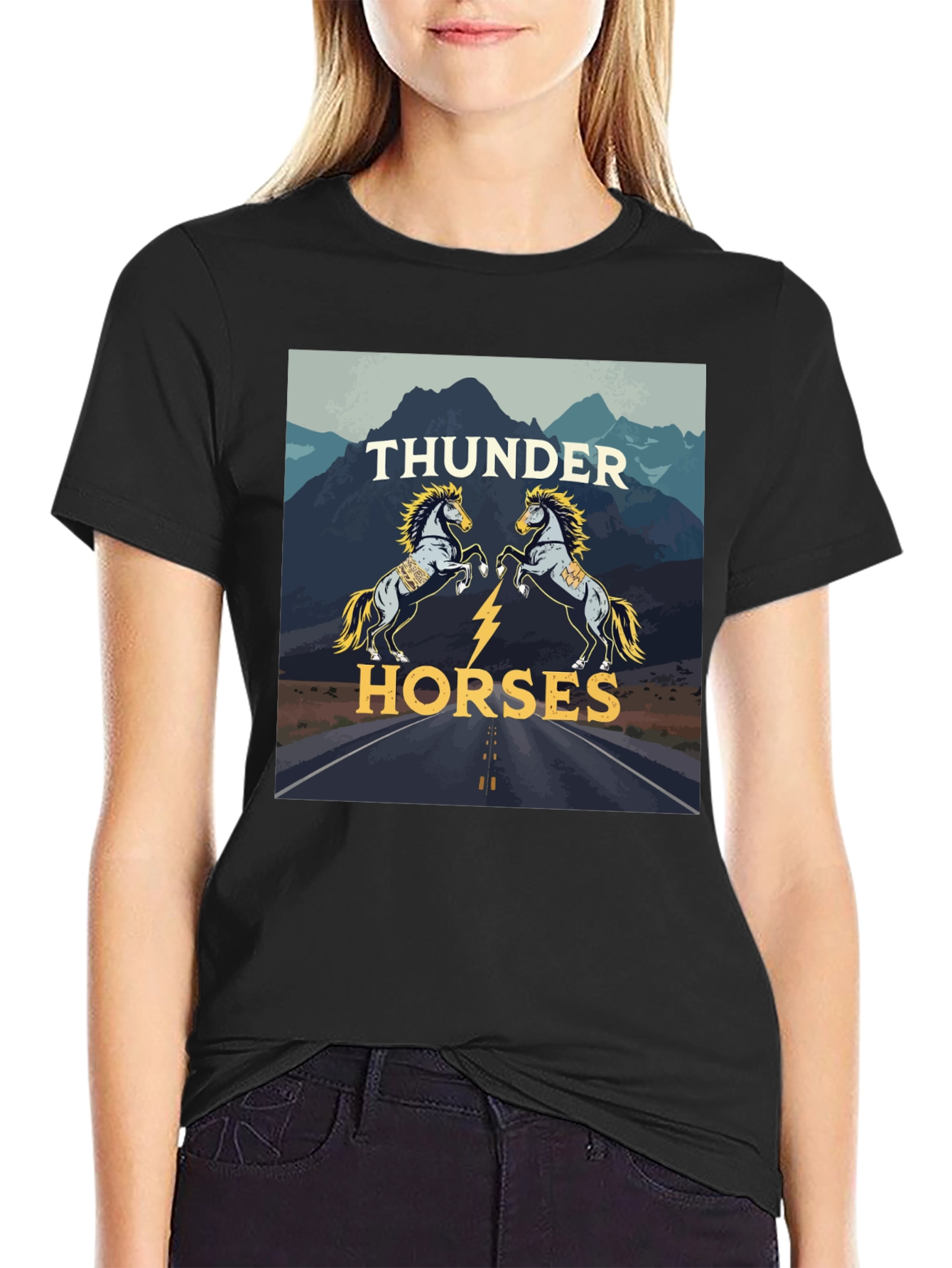 Thunder Horses Graphic T-Shirt - Black
