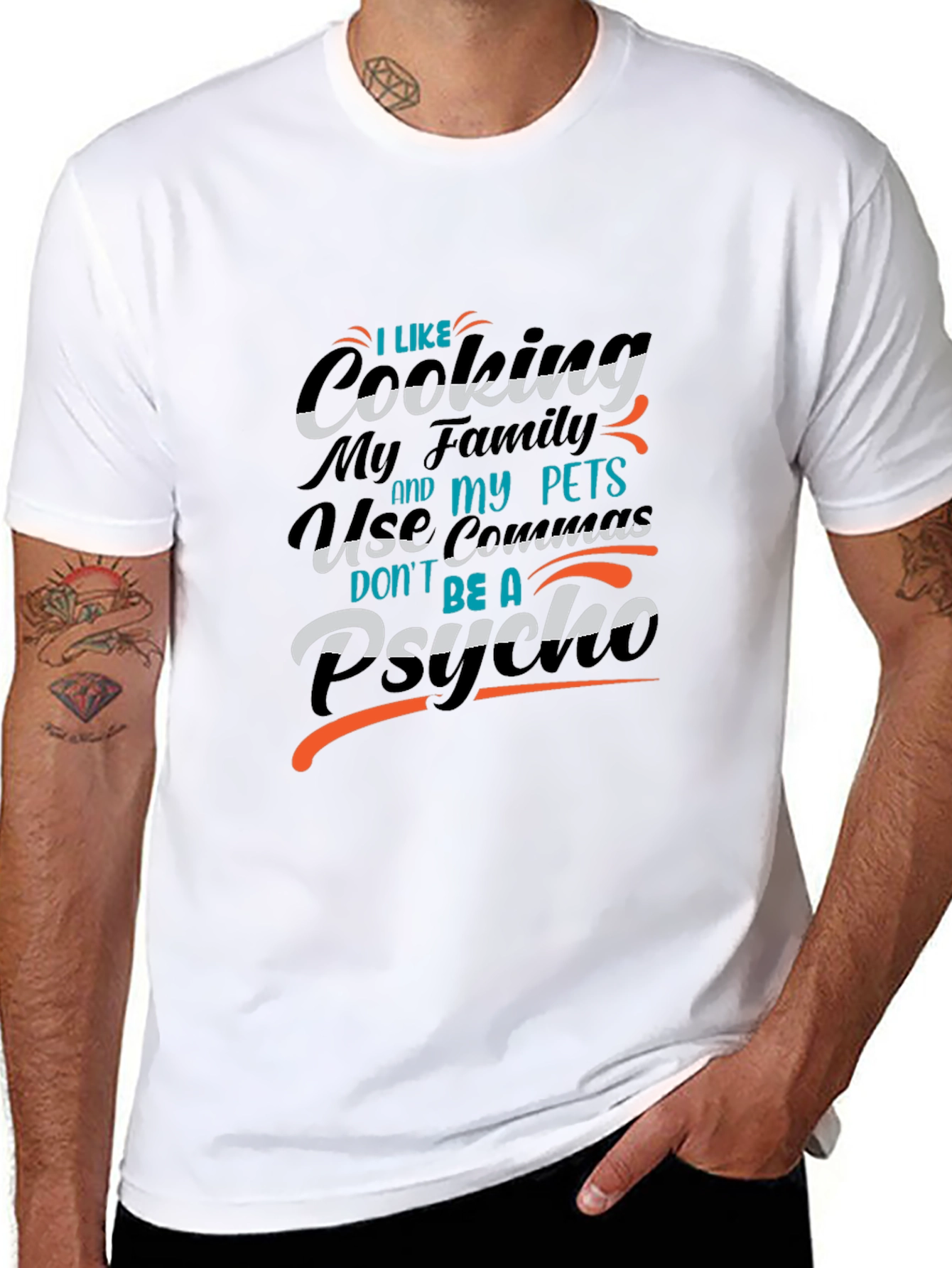 Funny Grammar T-Shirt - I Like Cooking My Family