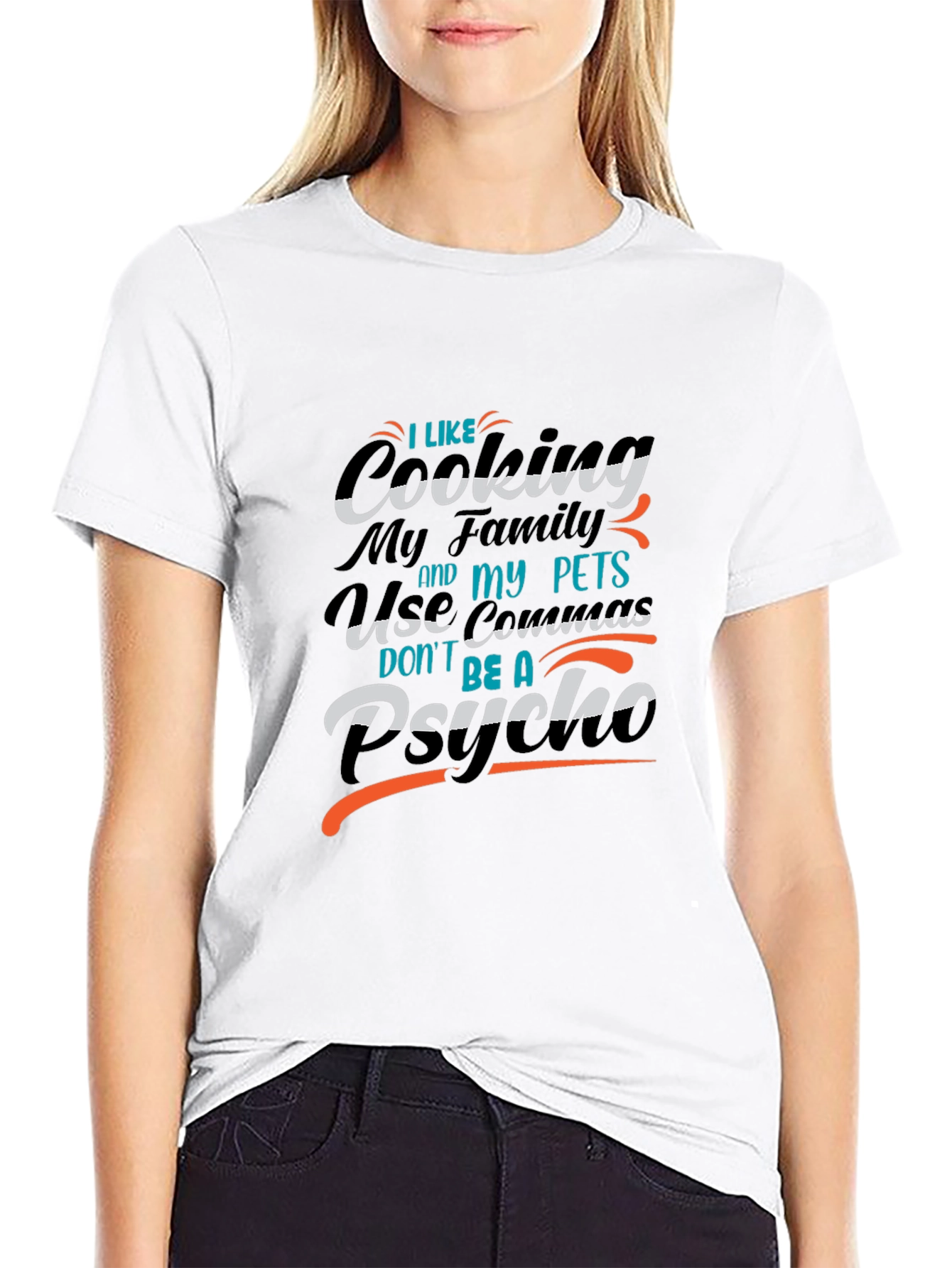 Funny Grammar T-Shirt - I Like Cooking My Family