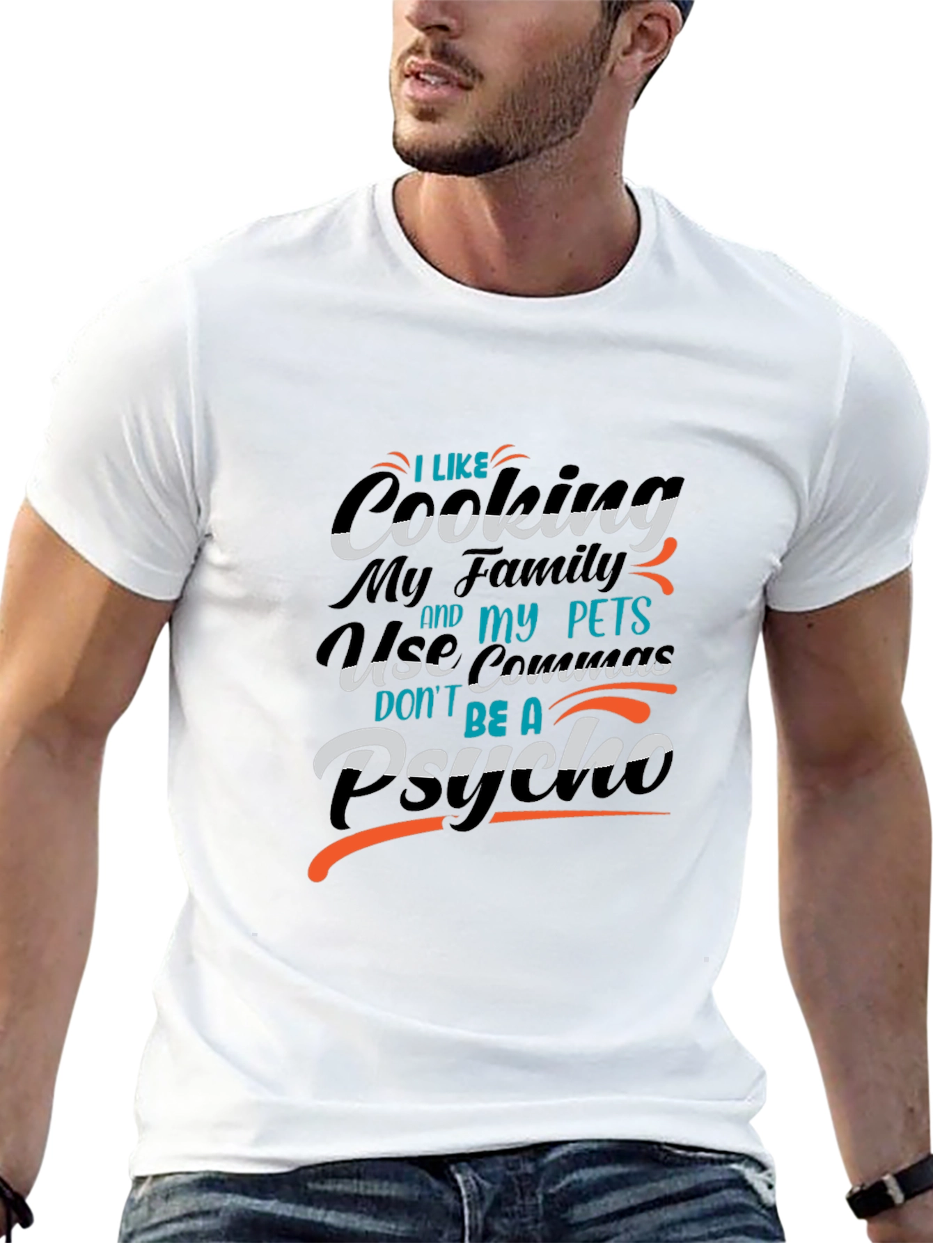 Funny Grammar T-Shirt - I Like Cooking My Family