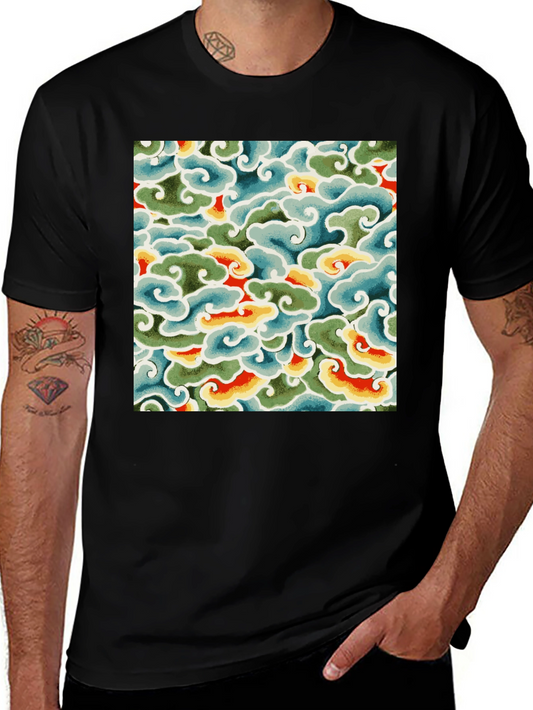 Abstract Cloud Pattern Graphic Tee - Soft Cotton Blend