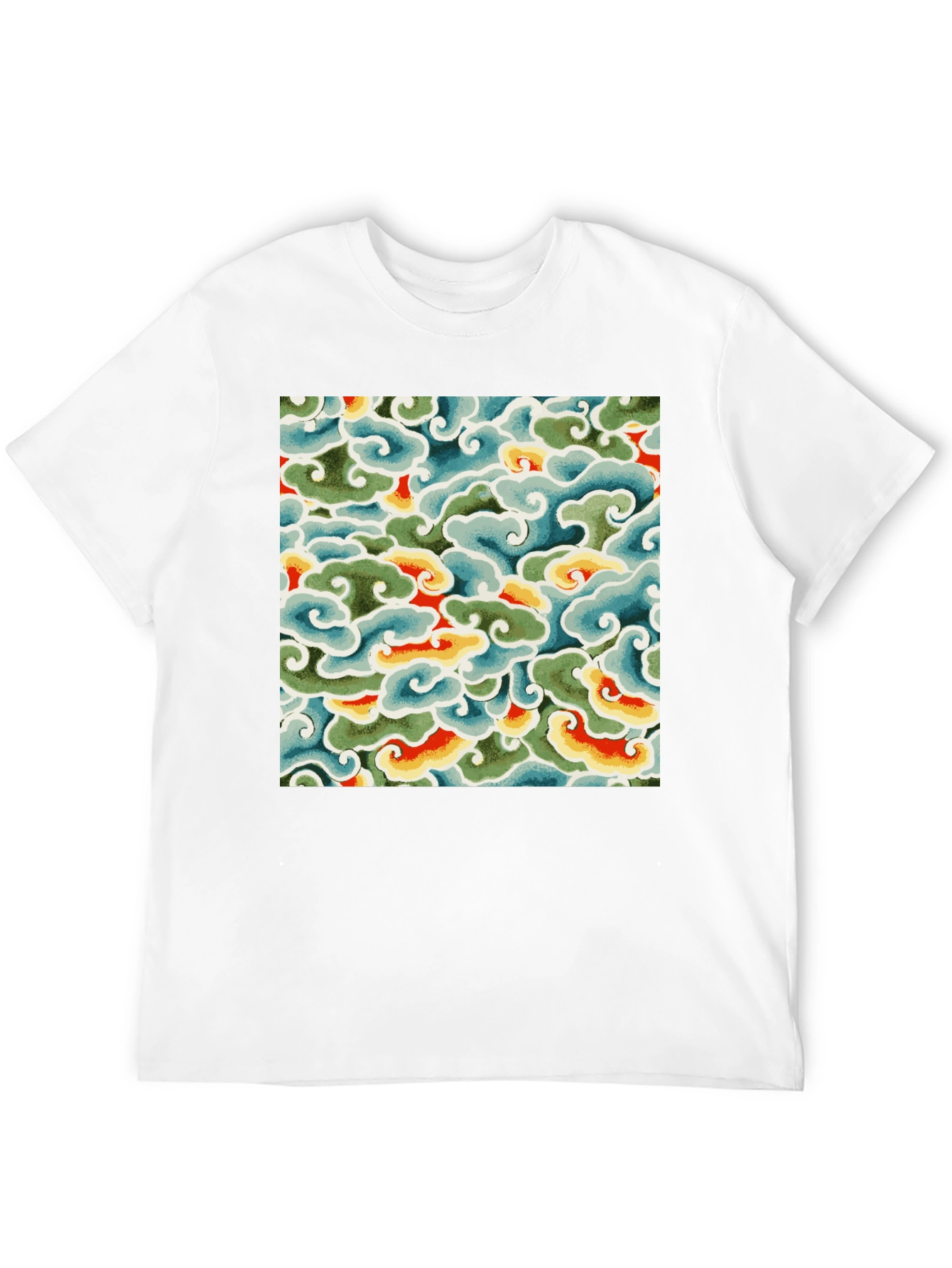 Abstract Cloud Pattern Graphic Tee - Soft Cotton Blend