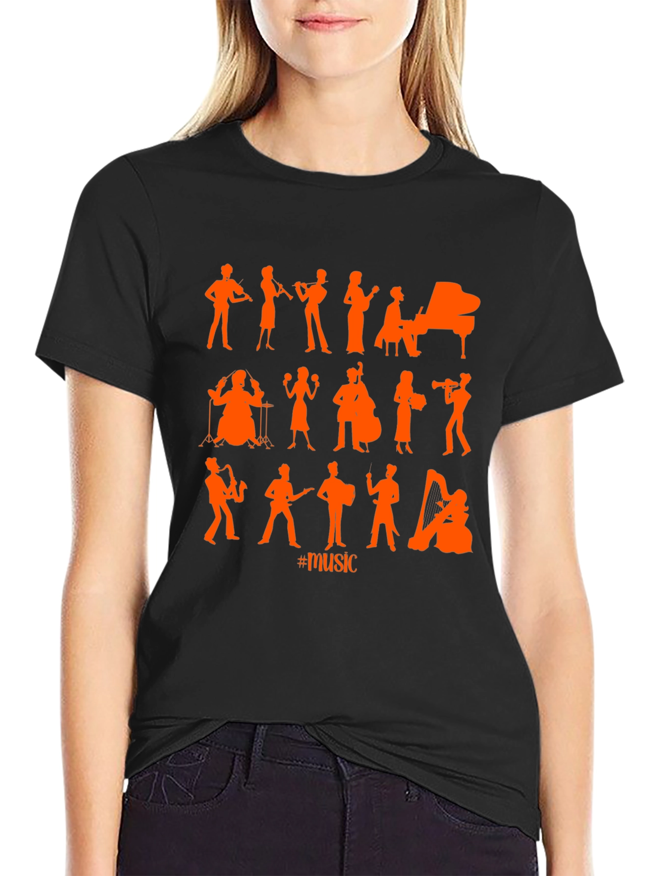 Musical Silhouette Black T-Shirt