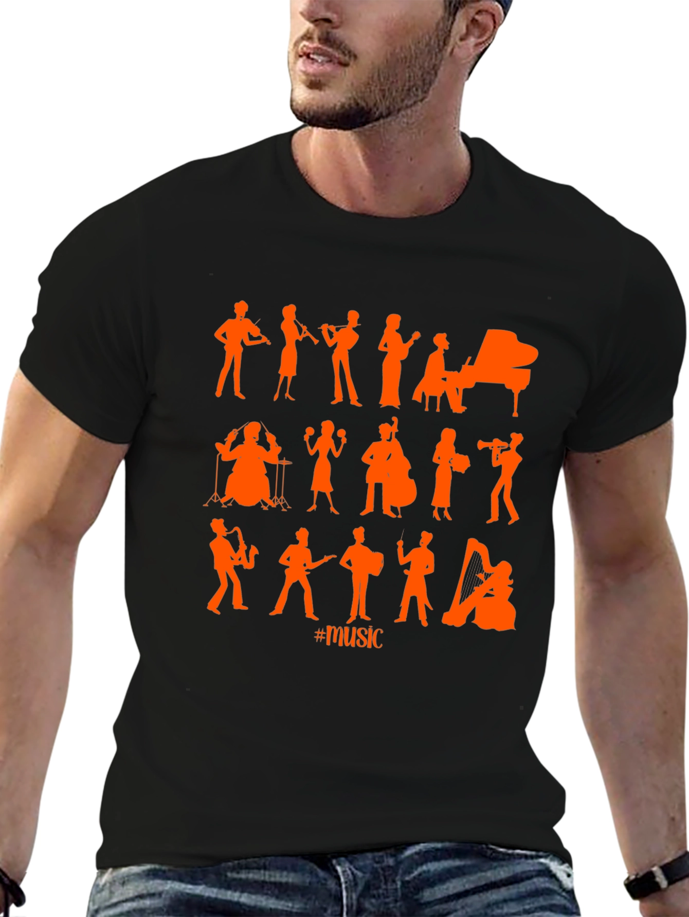 Musical Silhouette Black T-Shirt
