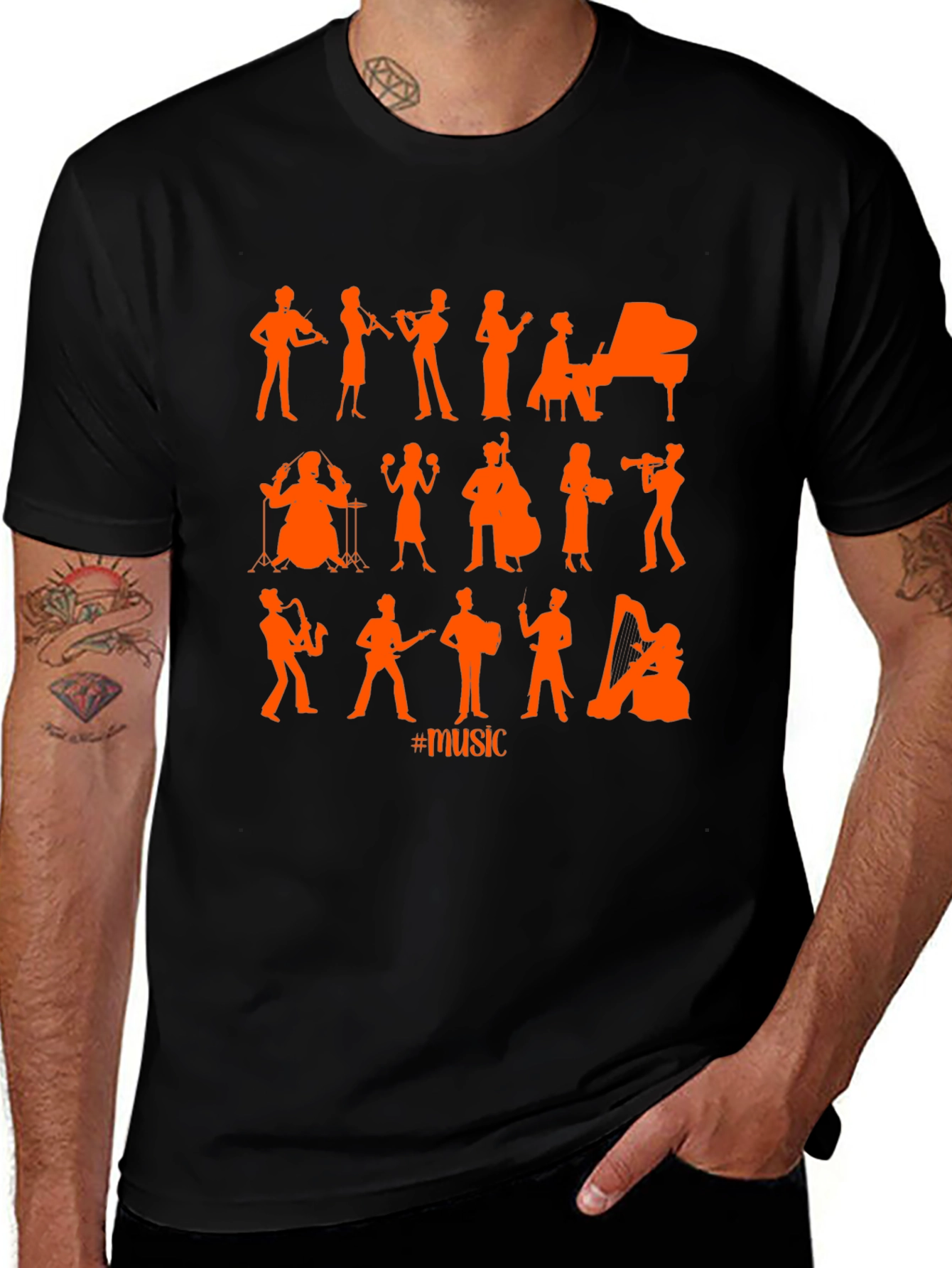Musical Silhouette Black T-Shirt