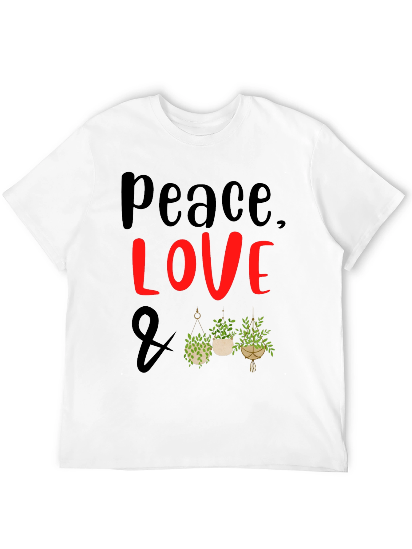 Peace Love Plants Graphic Tee - Black Casual T-Shirt