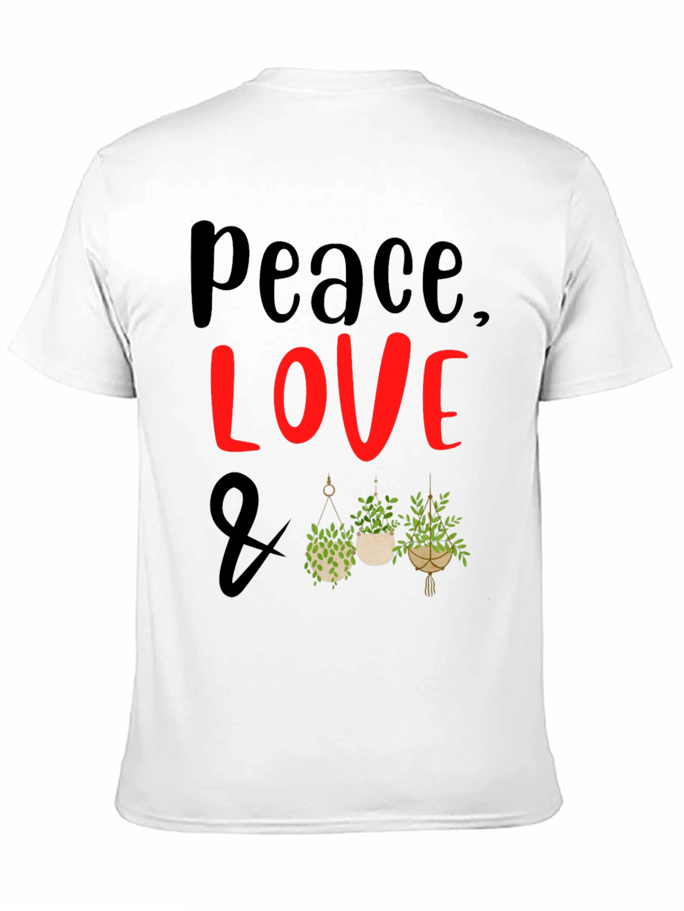 Peace Love Plants Graphic Tee - Black Casual T-Shirt