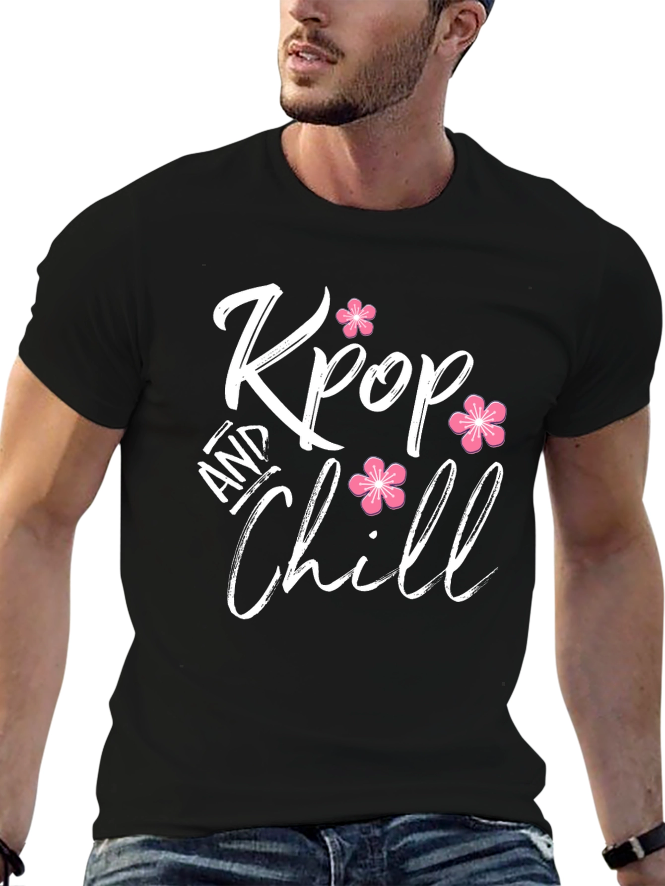 Kpop and Chill Graphic T-Shirt Black