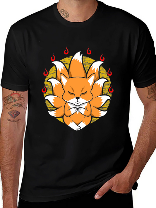 Nine-Tailed Fox Graphic Tee - Japanese Anime Shirt