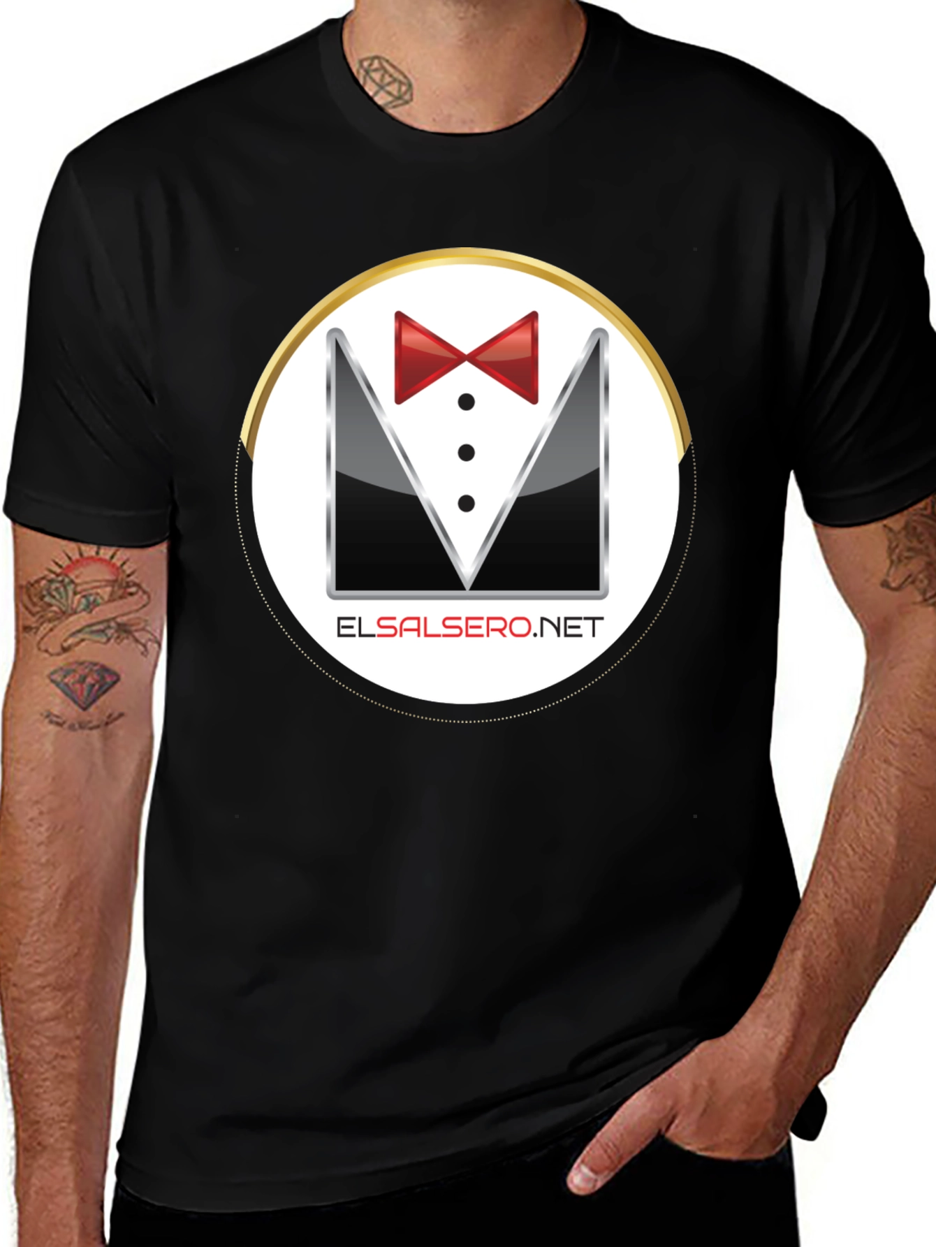 Elegant El Salsero Black Tuxedo T-Shirt