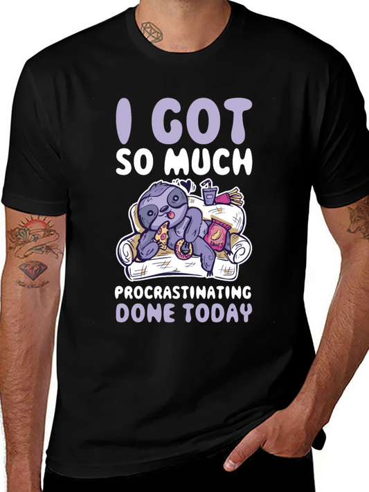 Procrastinating Sloth Graphic T-Shirt - Lazy Day Comfort