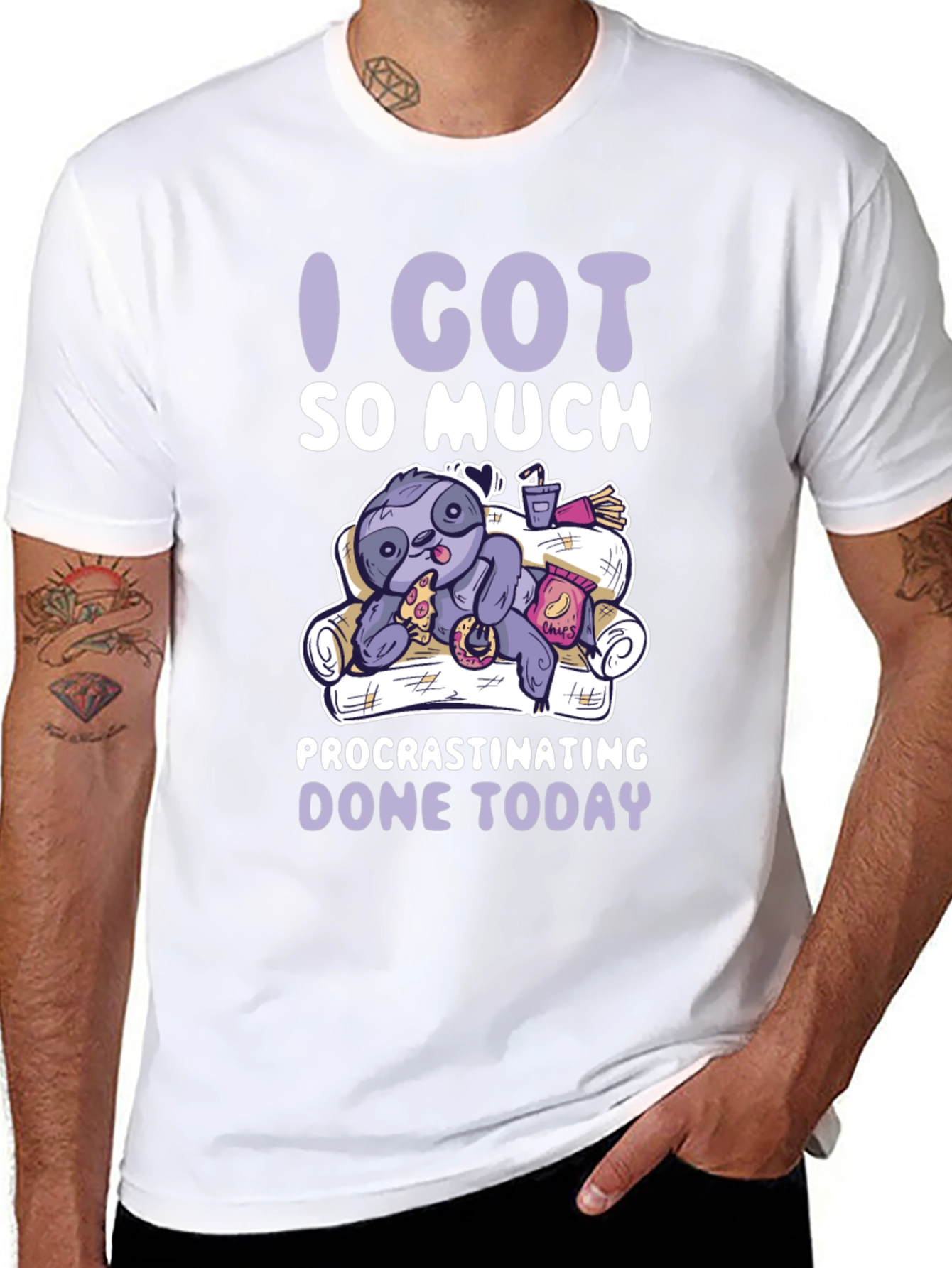 Procrastinating Sloth Graphic T-Shirt - Lazy Day Comfort