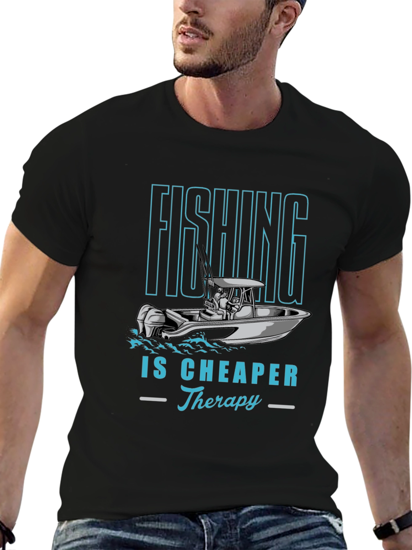 Fishing Therapy Tee - Mens Black Graphic T-Shirt