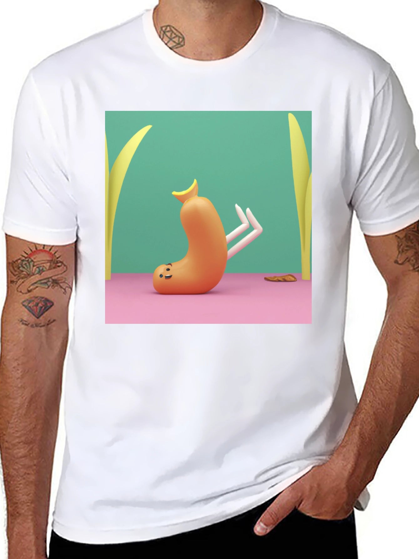 Cartoon Sausage Graphic Tee - Unique Style