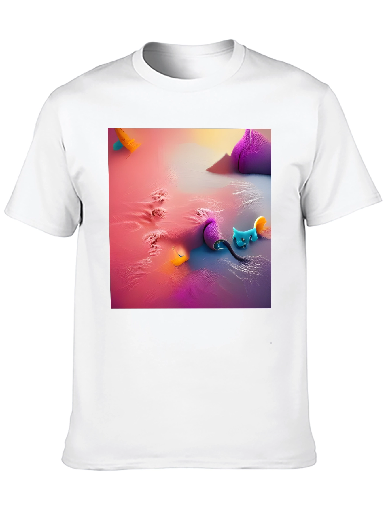 Fantasy Cat Graphic Tee - Black Cotton Blend