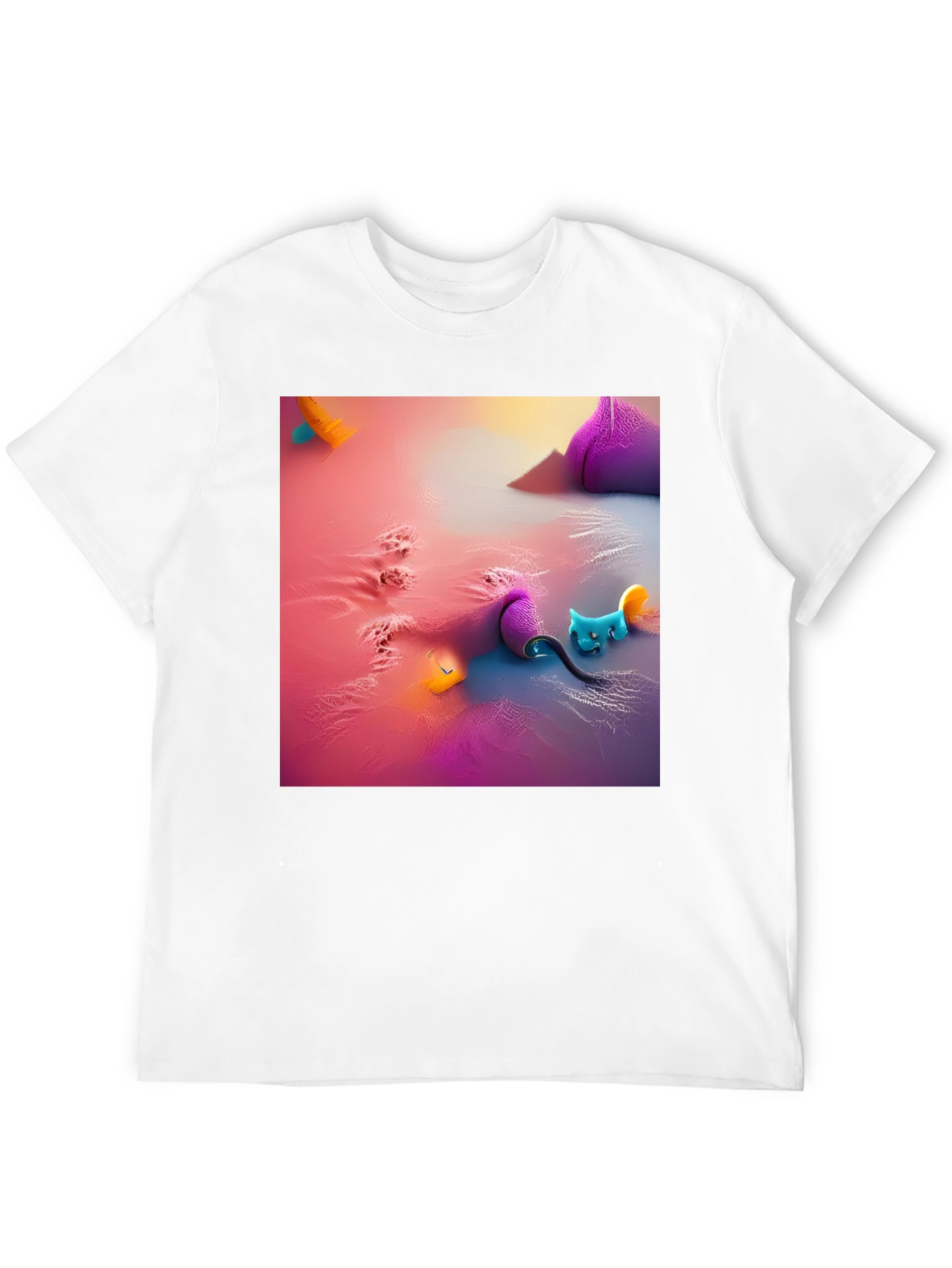 Fantasy Cat Graphic Tee - Black Cotton Blend