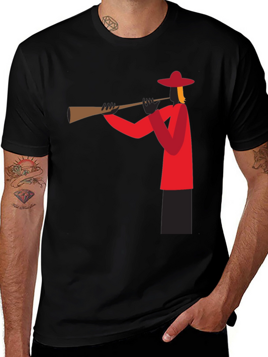 Trumpet Player Graphic Tee - Black Cotton