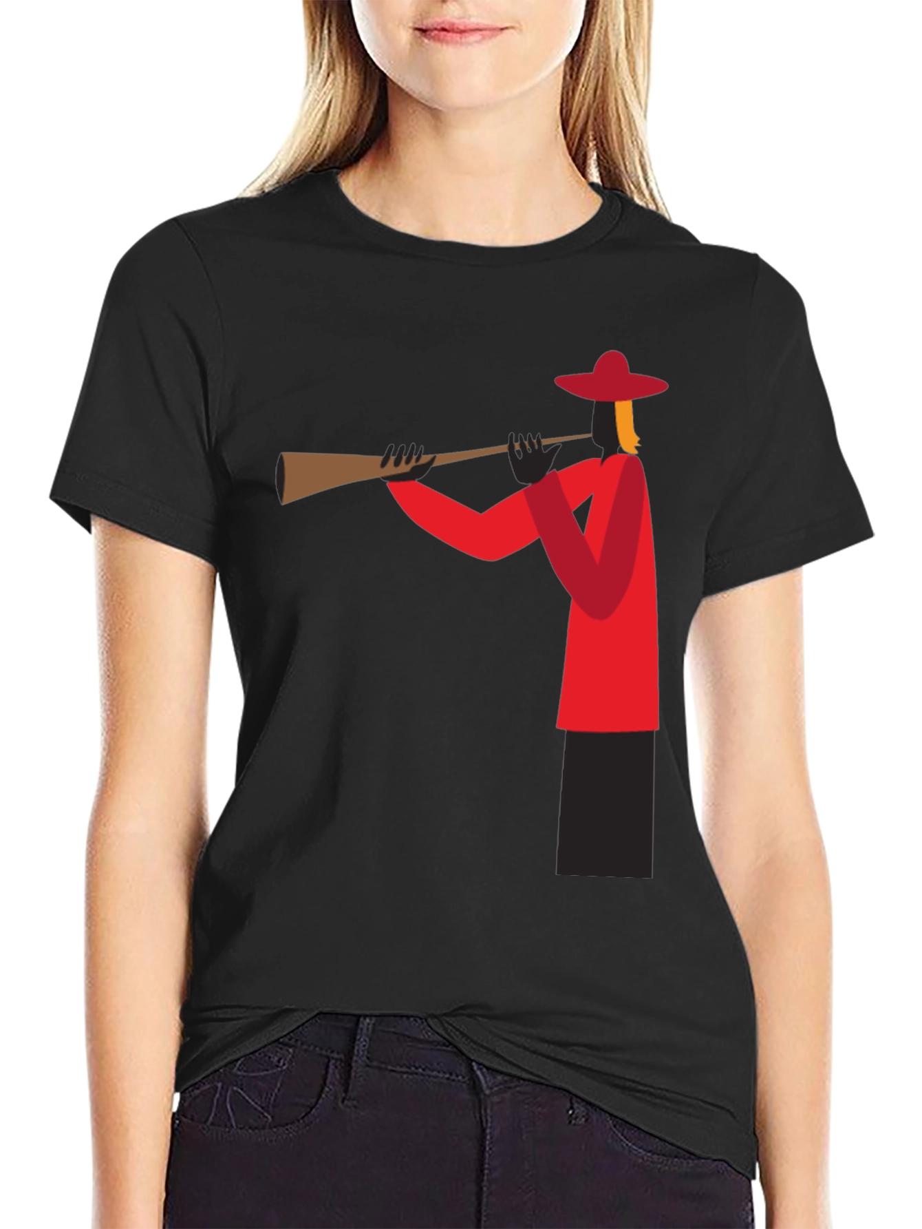 Trumpet Player Graphic Tee - Black Cotton