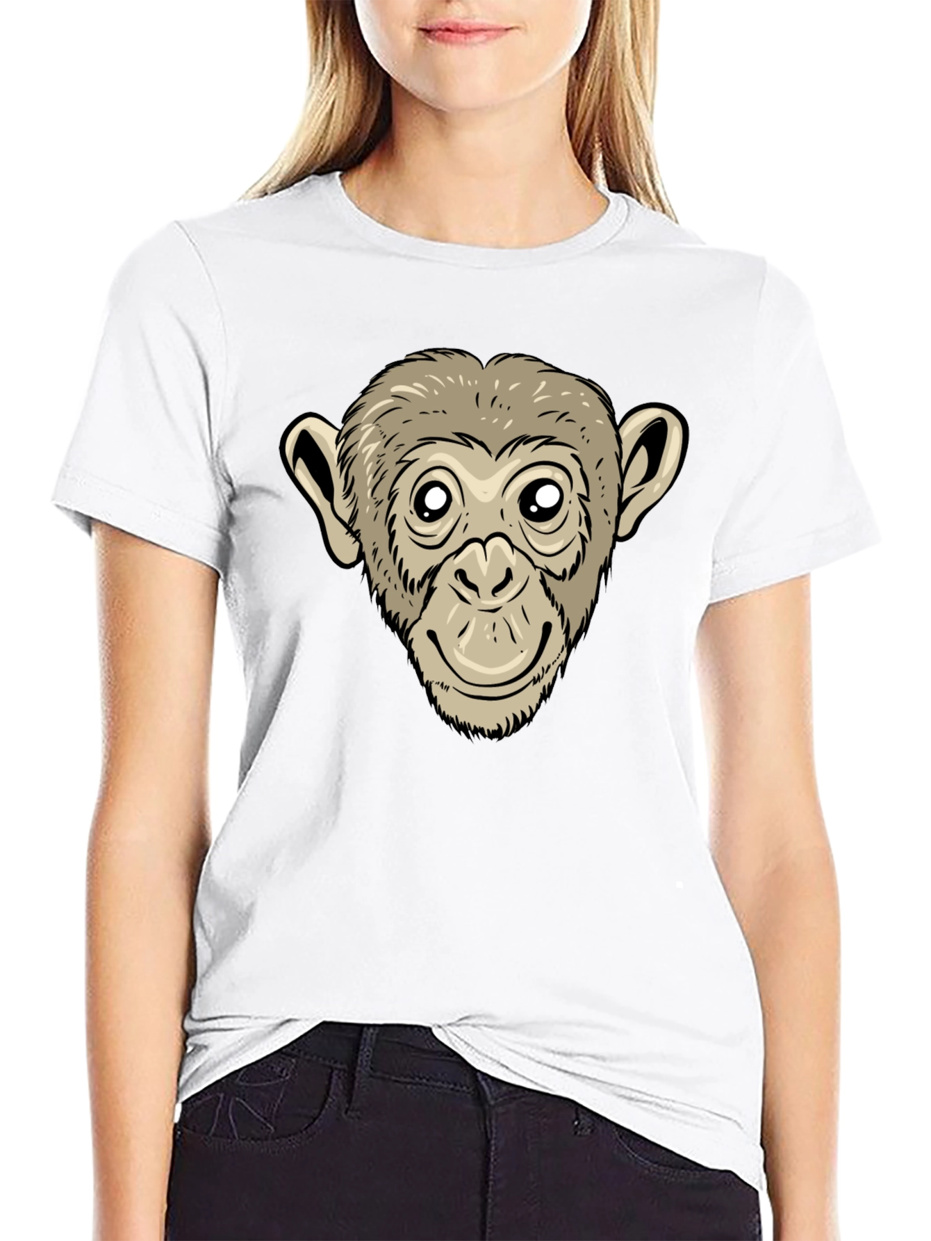 Monkey Face Graphic Black T-Shirt