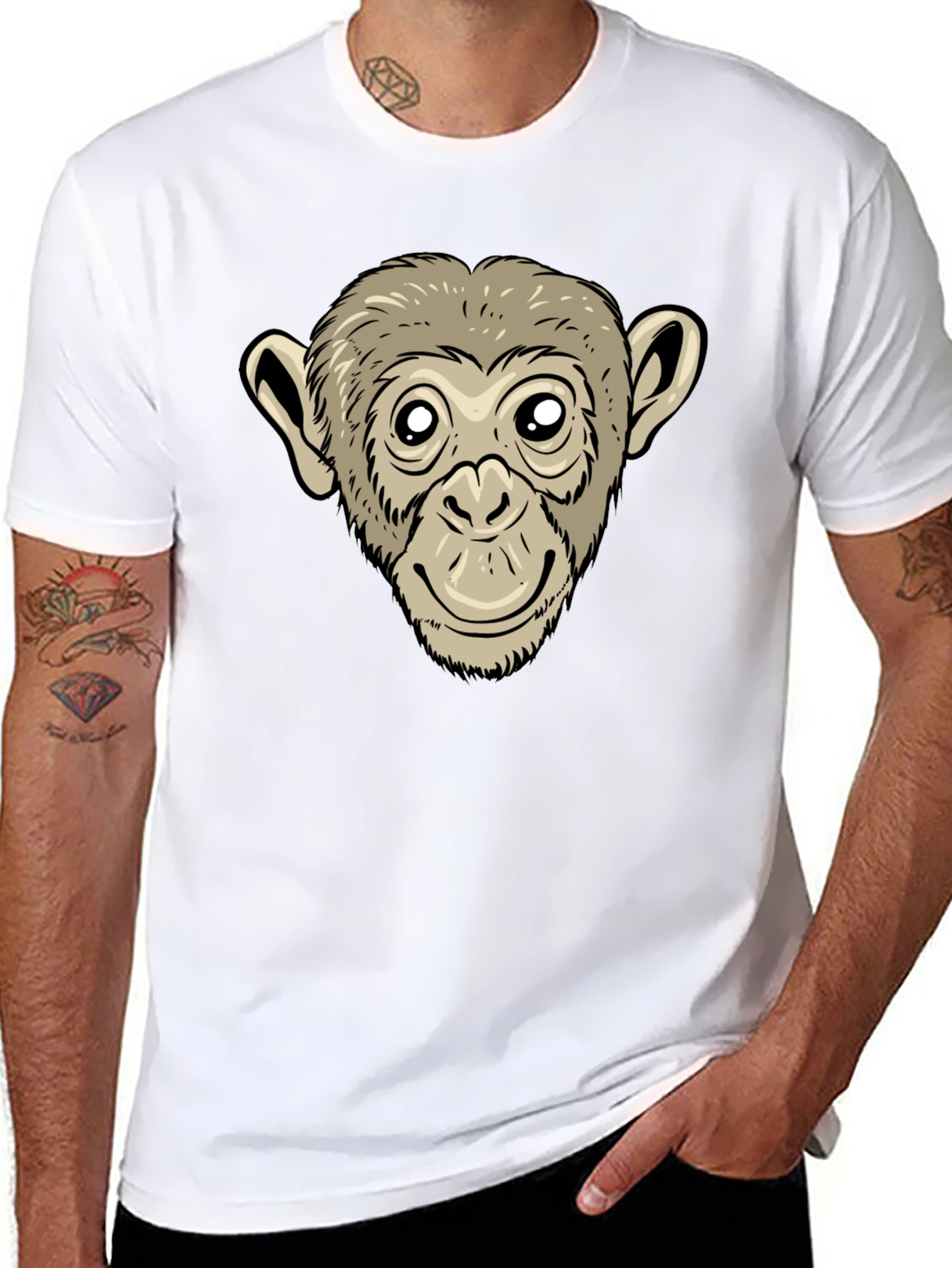 Monkey Face Graphic Black T-Shirt