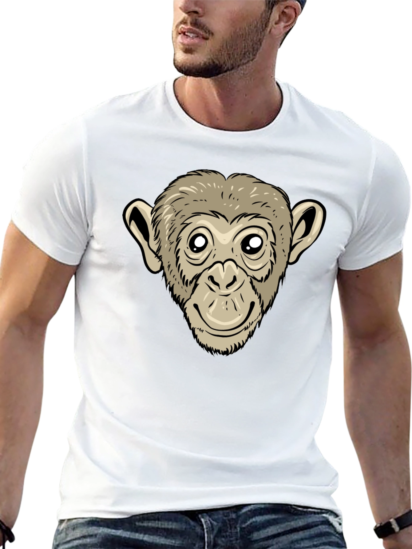 Monkey Face Graphic Black T-Shirt