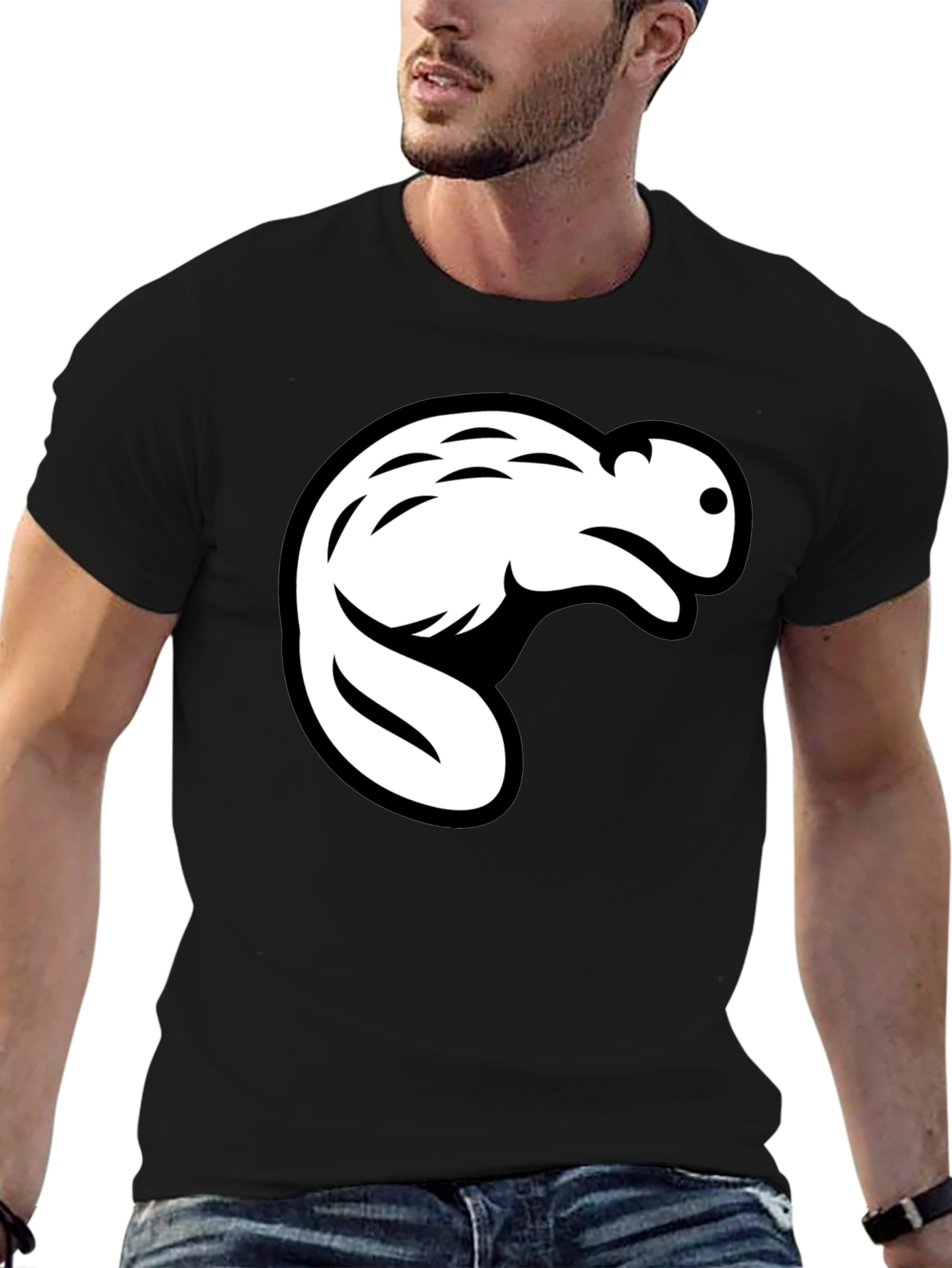 Beaver Graphic Black T-Shirt - Casual Style