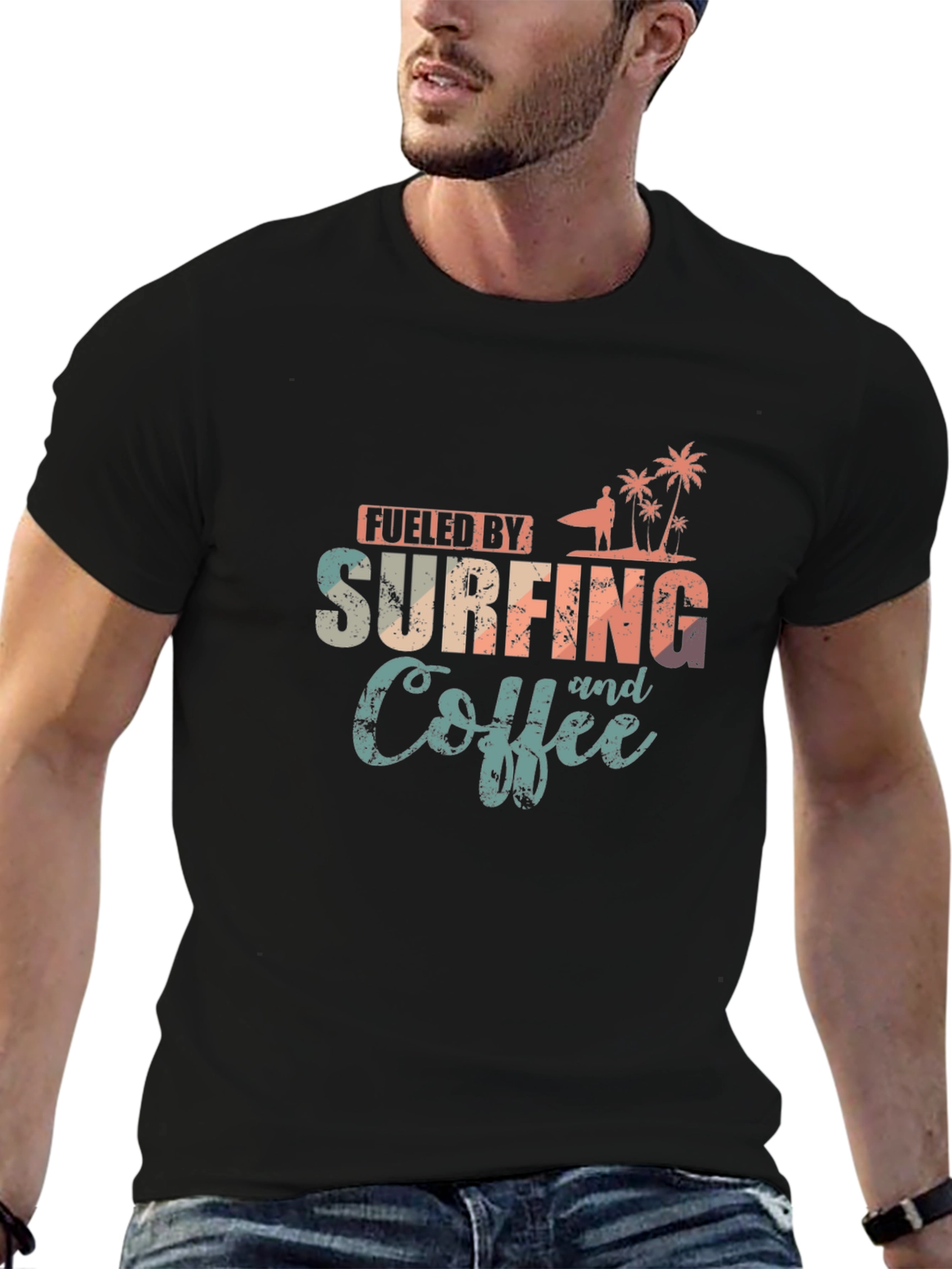 Fueled by Surfing and Coffee Graphic T-Shirt