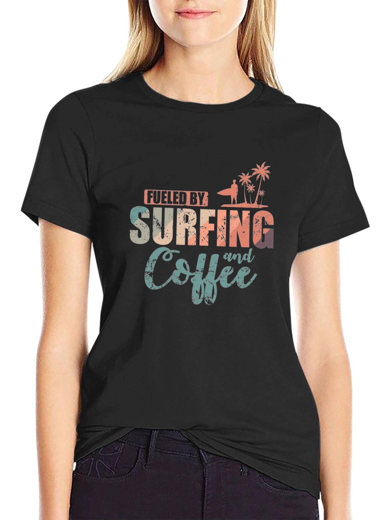 Fueled by Surfing and Coffee Graphic T-Shirt