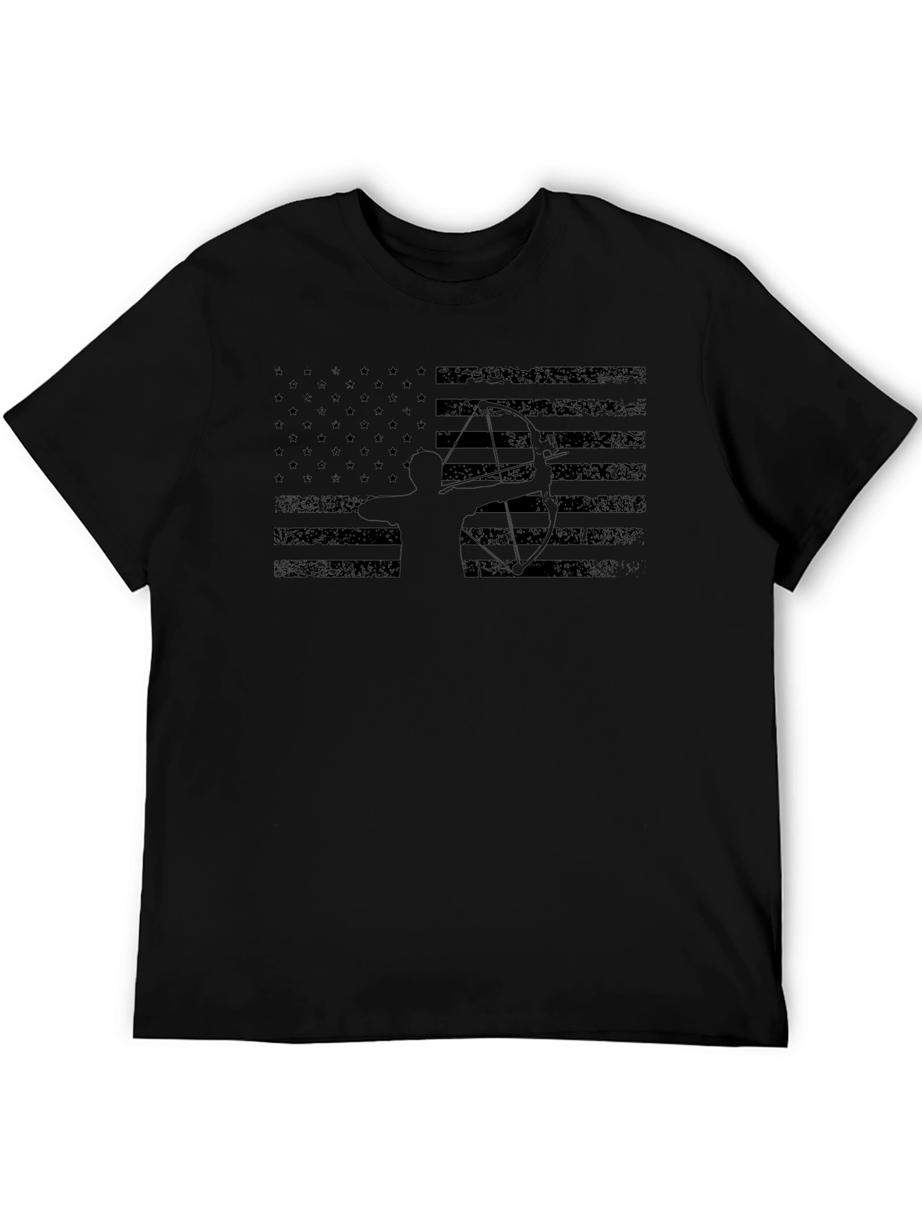 American Flag Archer Graphic Tee - Black Cotton