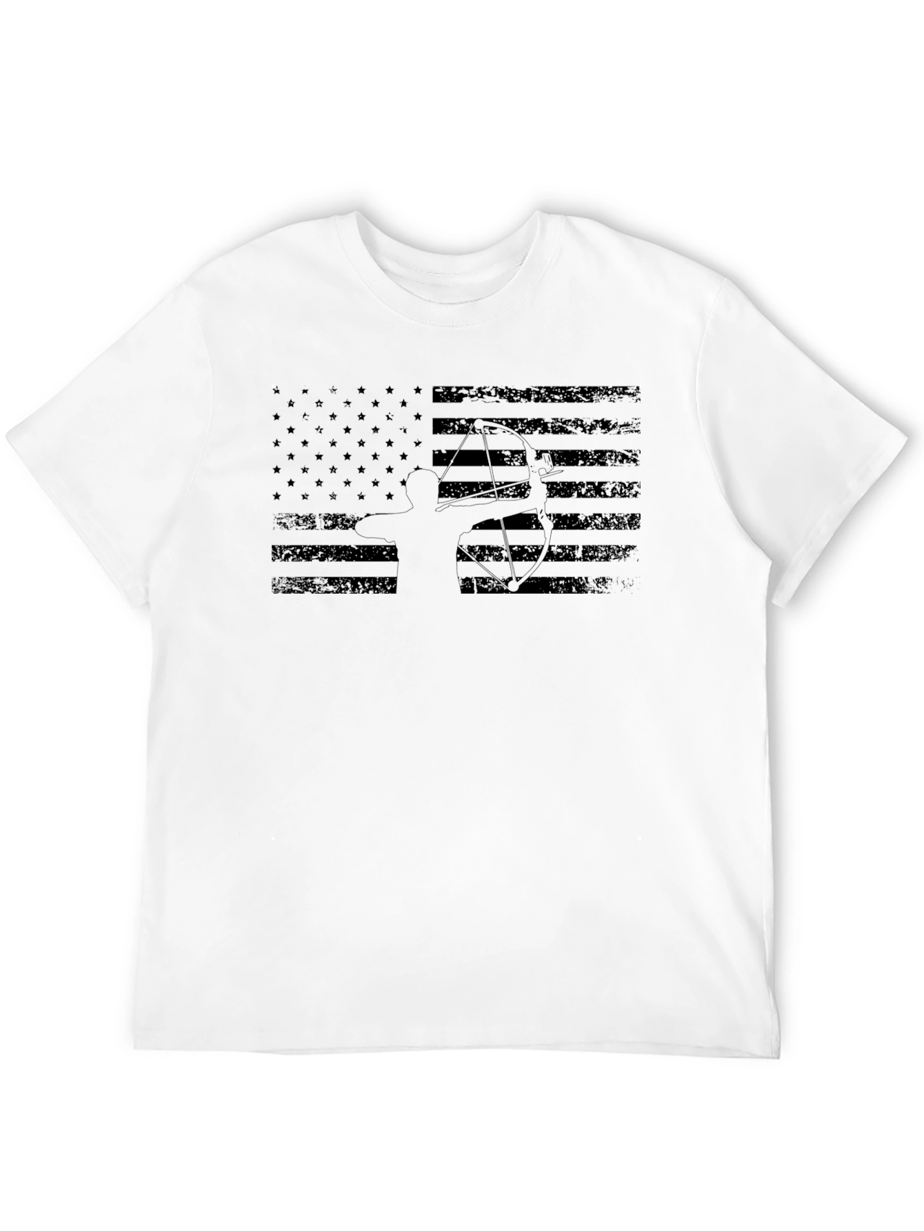American Flag Archer Graphic Tee - Black Cotton