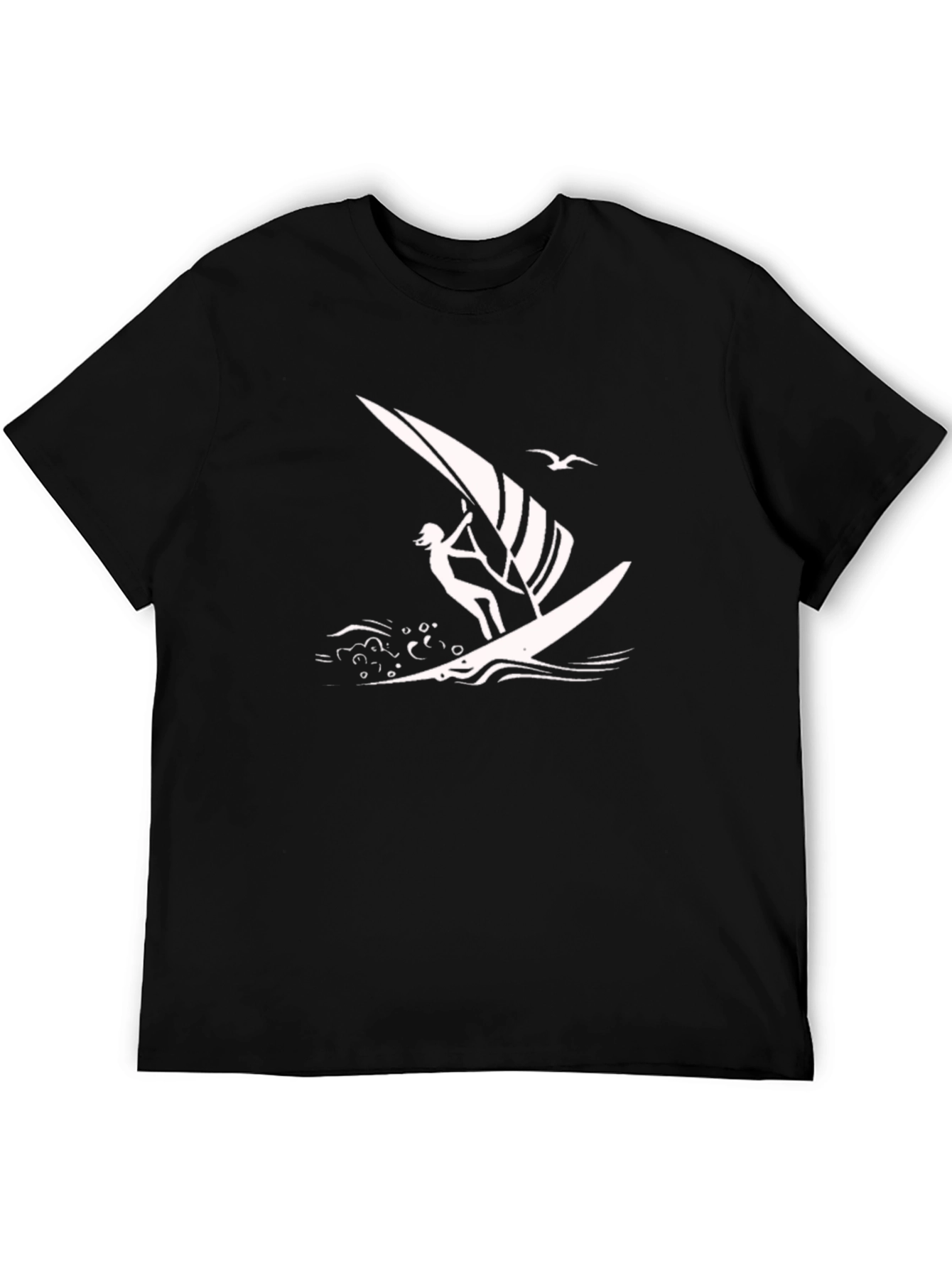 Windsurfer Graphic Tee - Black Cotton T-Shirt