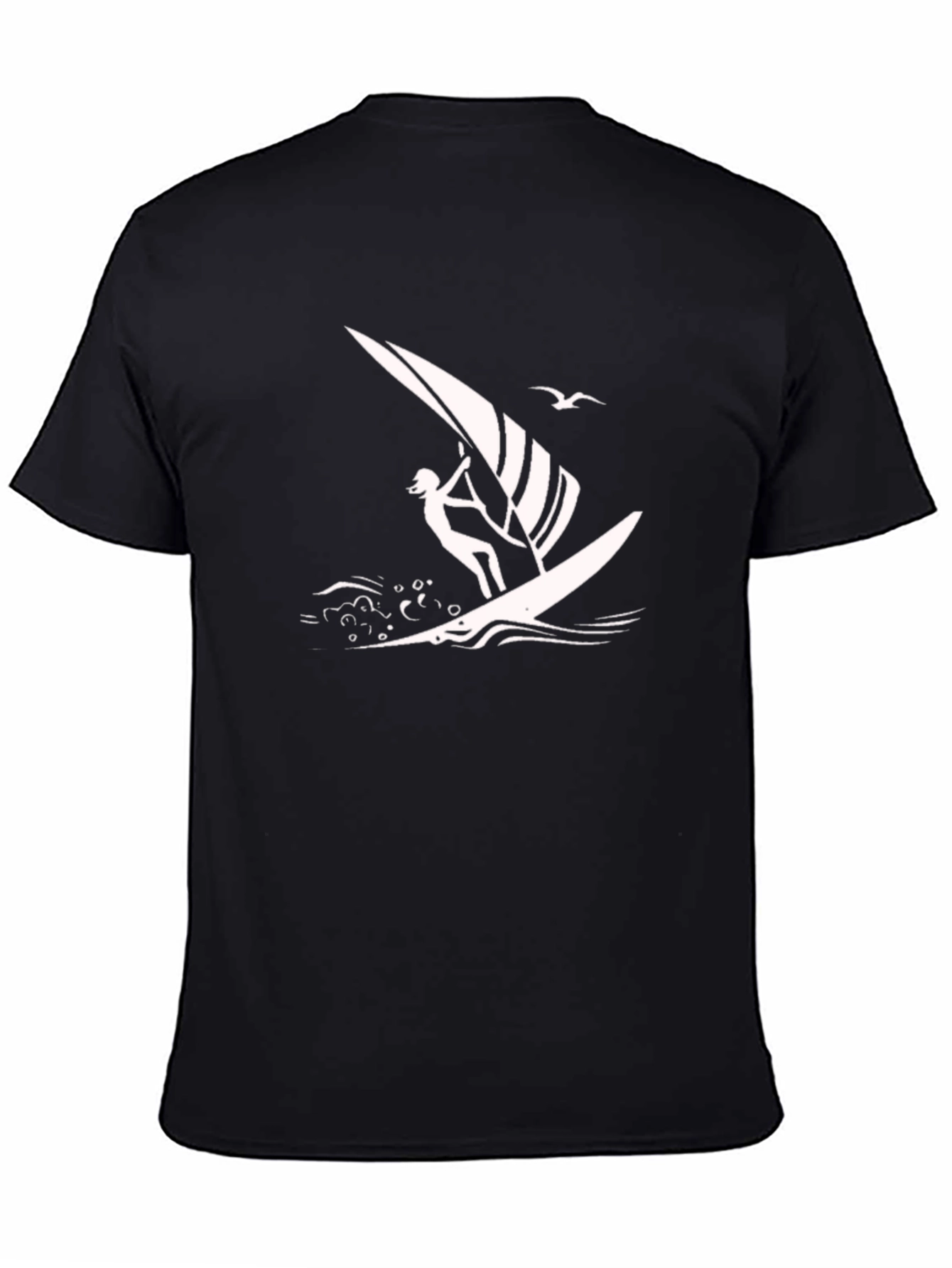 Windsurfer Graphic Tee - Black Cotton T-Shirt