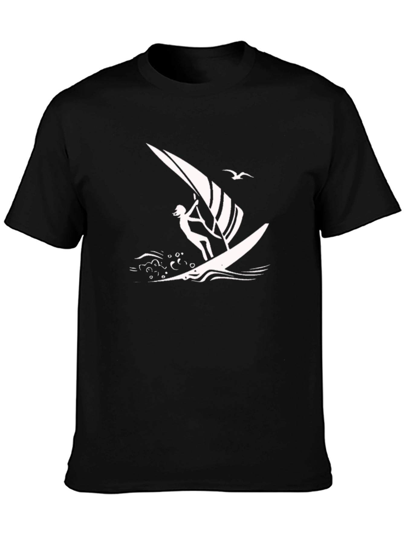 Windsurfer Graphic Tee - Black Cotton T-Shirt