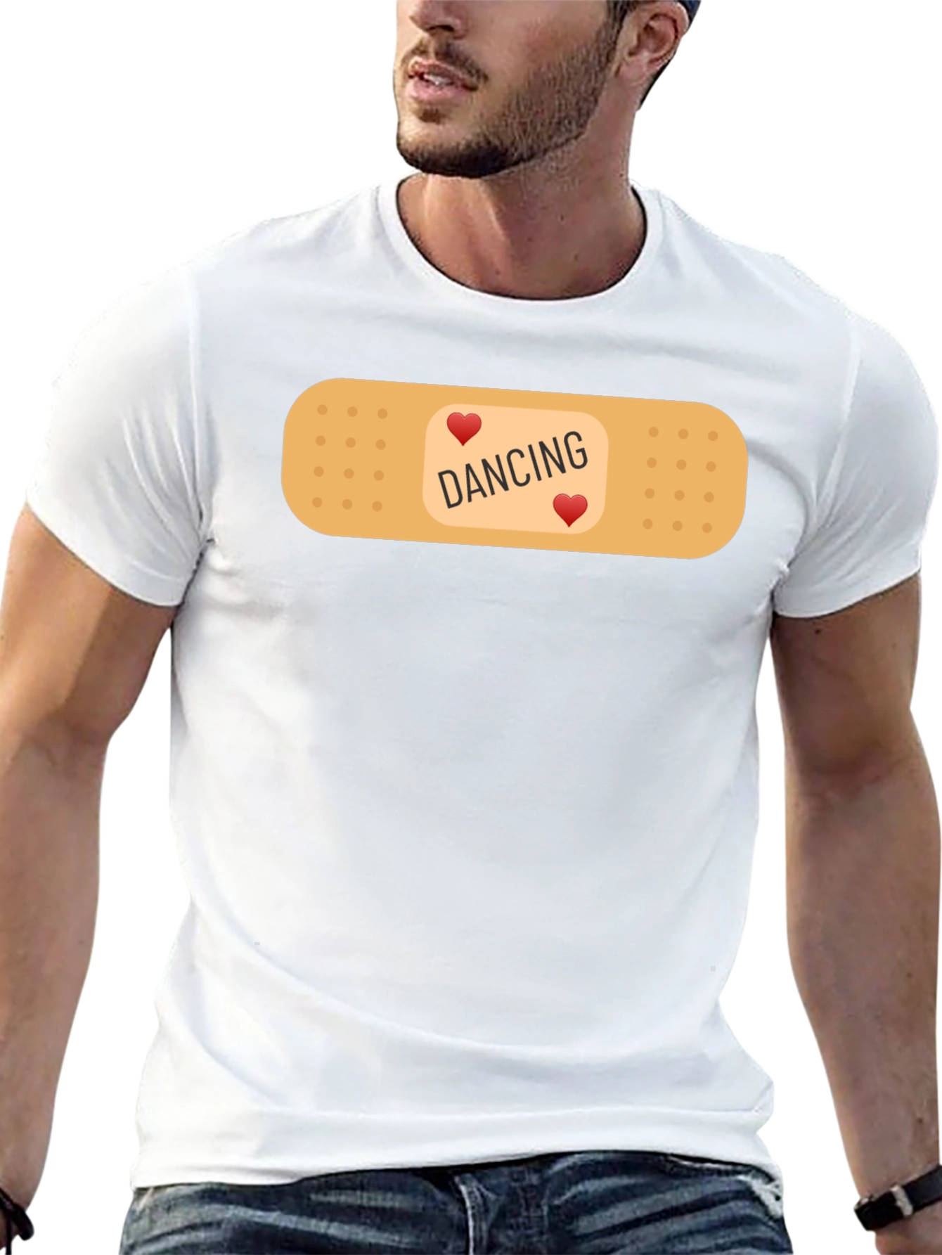 Dancing Hearts Bandage Graphic Tee - Black