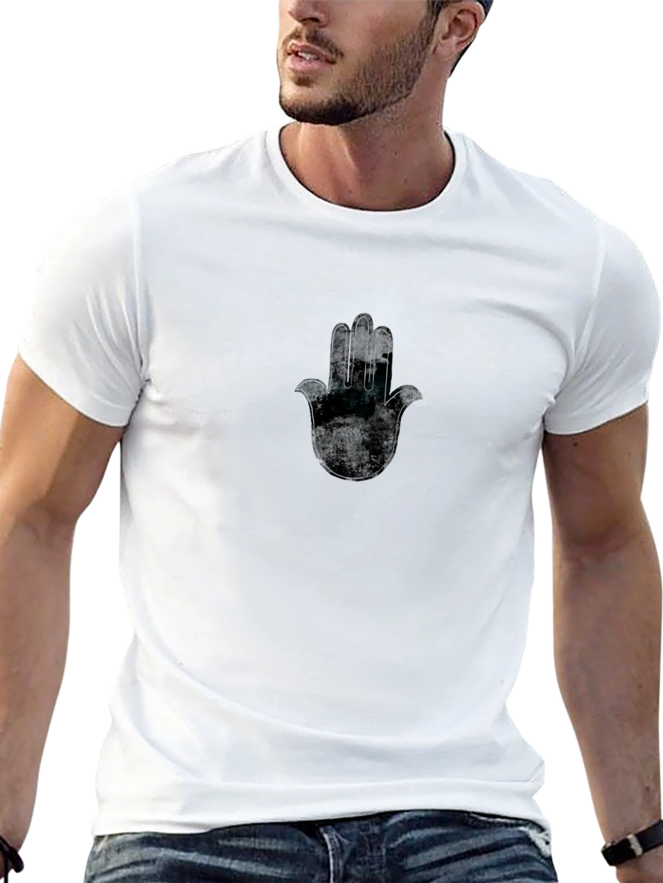 Hamsa Hand Graphic Black T-Shirt