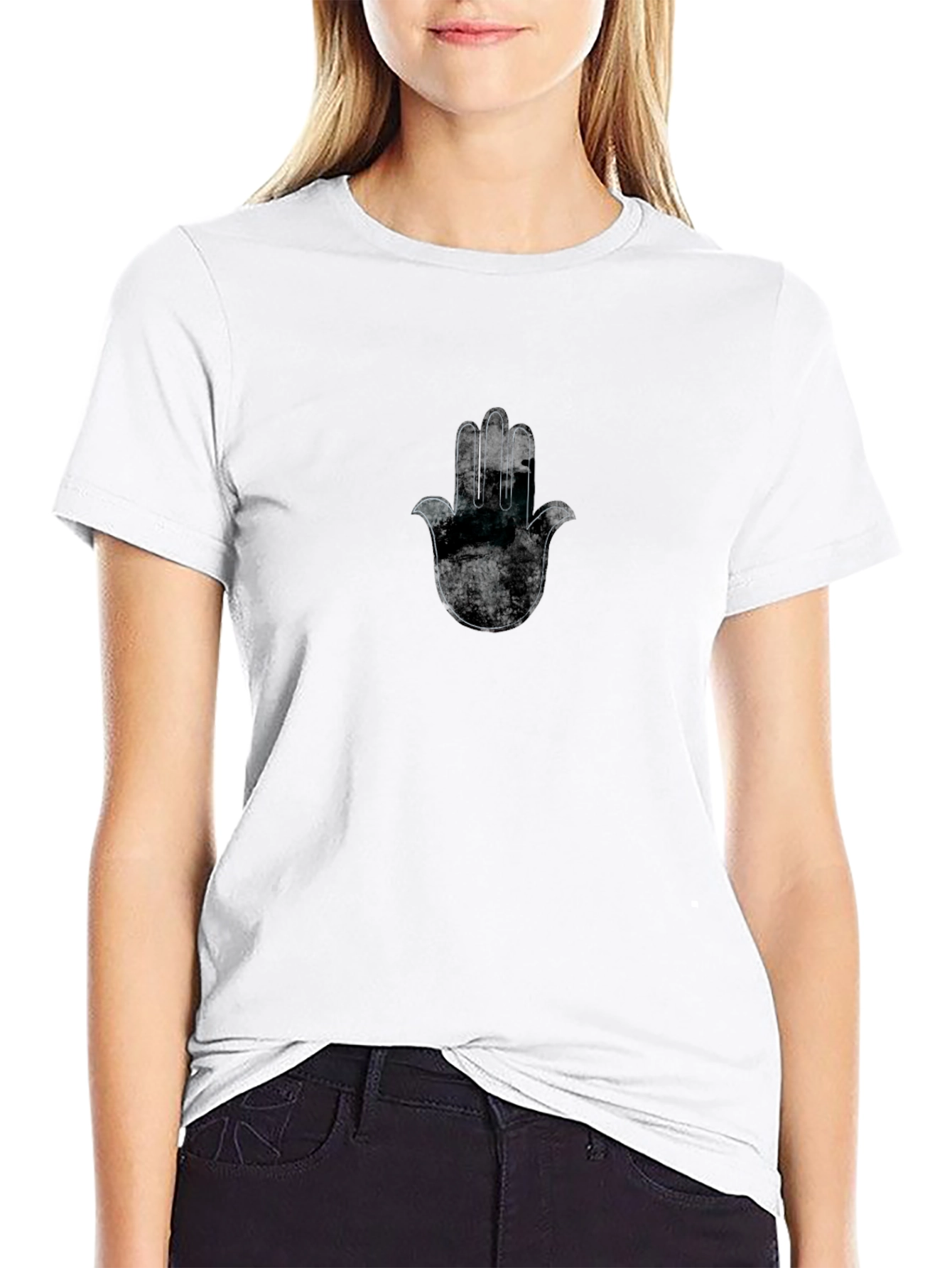 Hamsa Hand Graphic Black T-Shirt