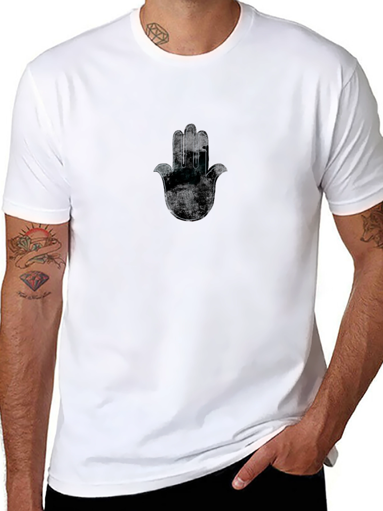 Hamsa Hand Graphic Black T-Shirt