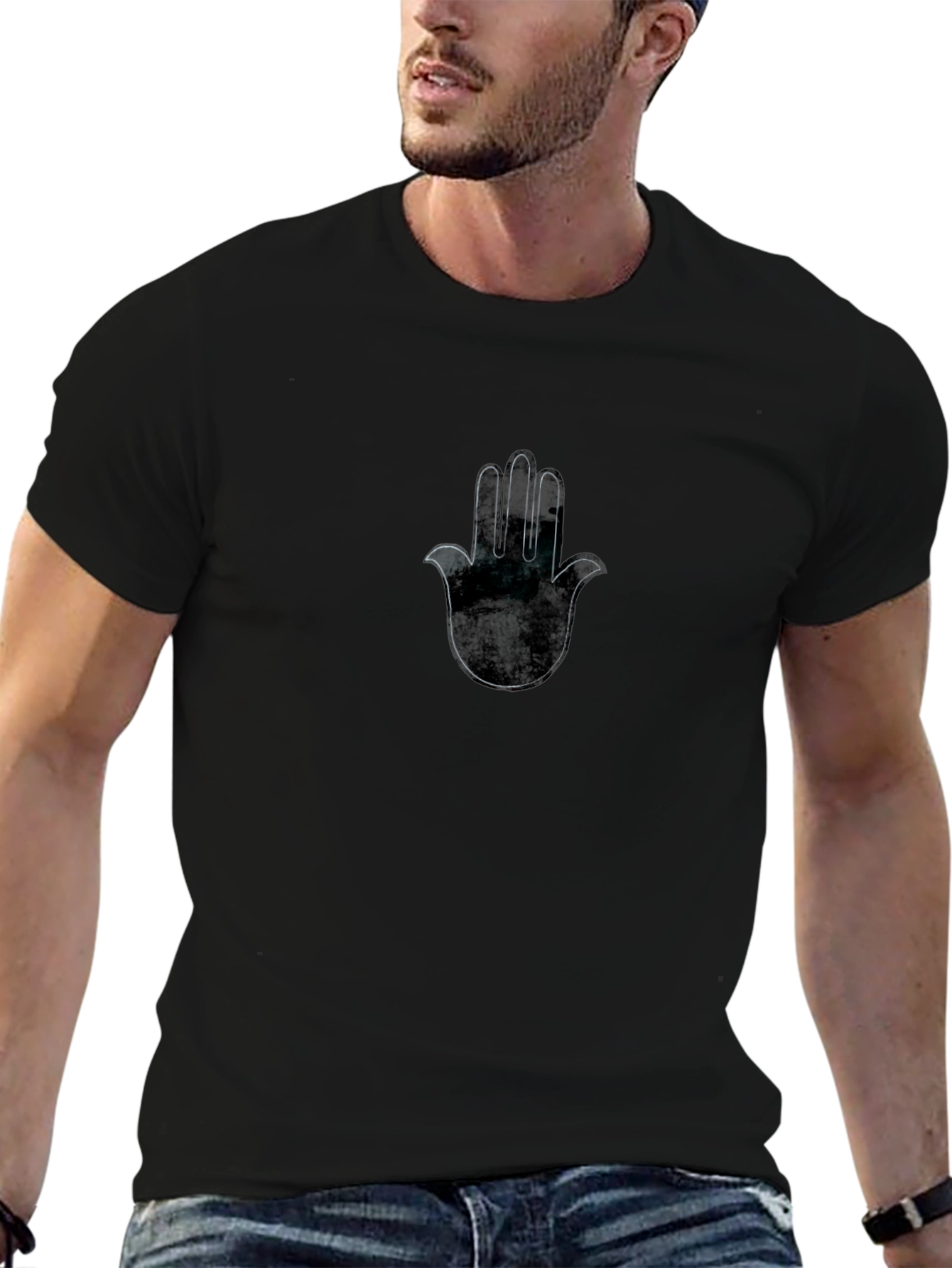 Hamsa Hand Graphic Black T-Shirt