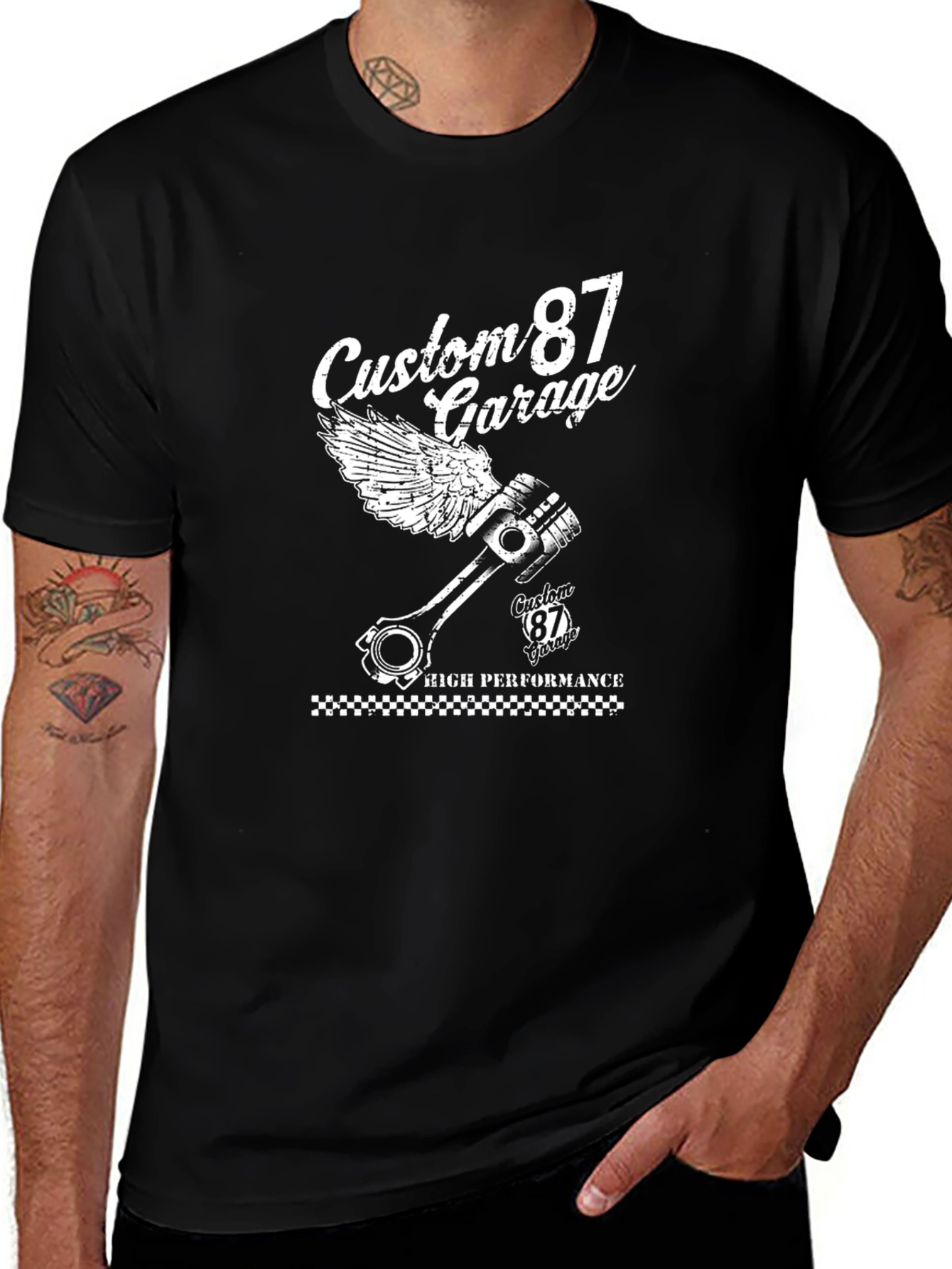 Custom 87 Garage Black Graphic T-Shirt